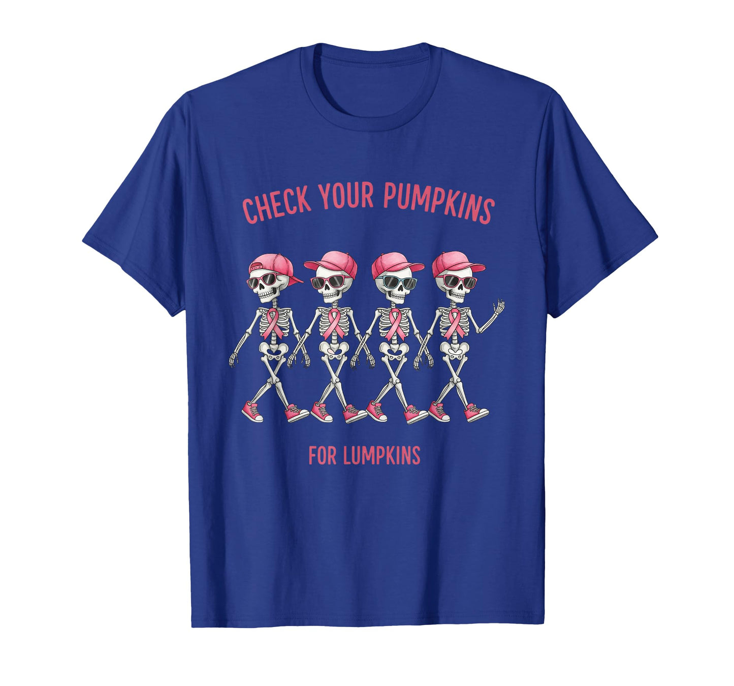 Cute Breast Cancer Awareness Skeleton Family Friends Support T-Shirt