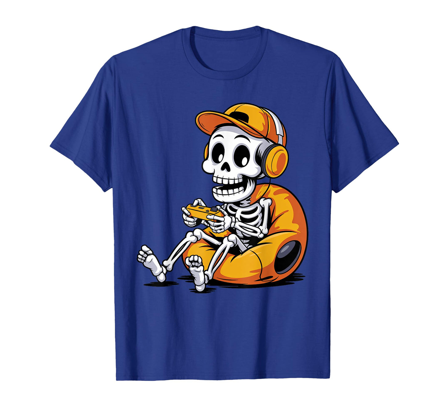 Spooky Skeleton Gamer Playing Video Games Halloween Costume T-Shirt