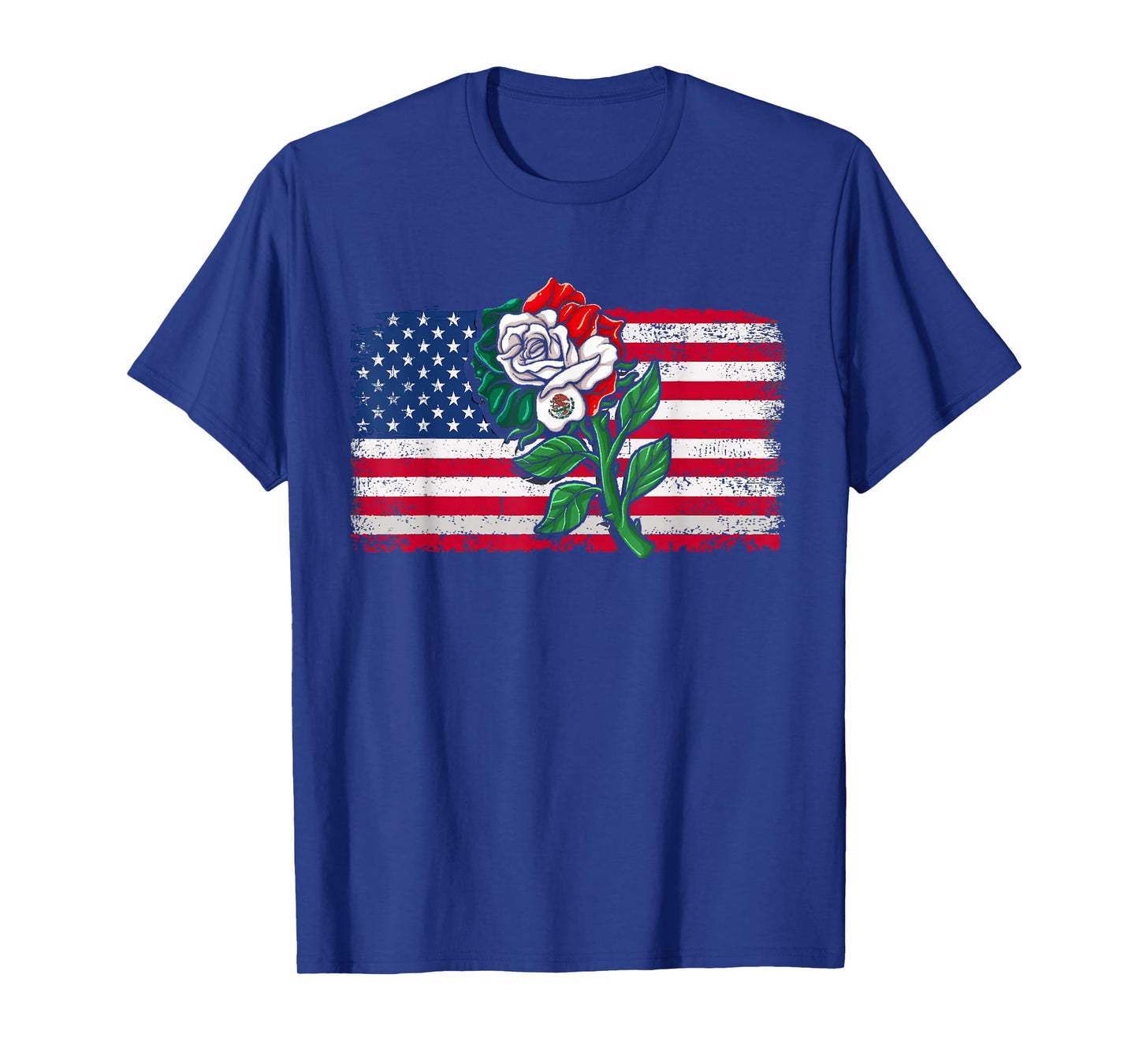 Mexico Tshirt US Flag Mexican Flag American Flag Rose T-Shirt