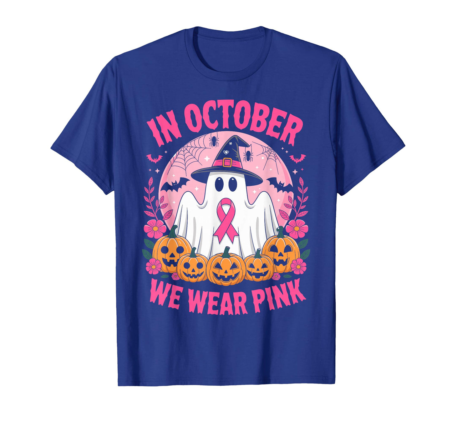 in October We Wear Pink Breast Cancer Awareness Halloween T-Shirt
