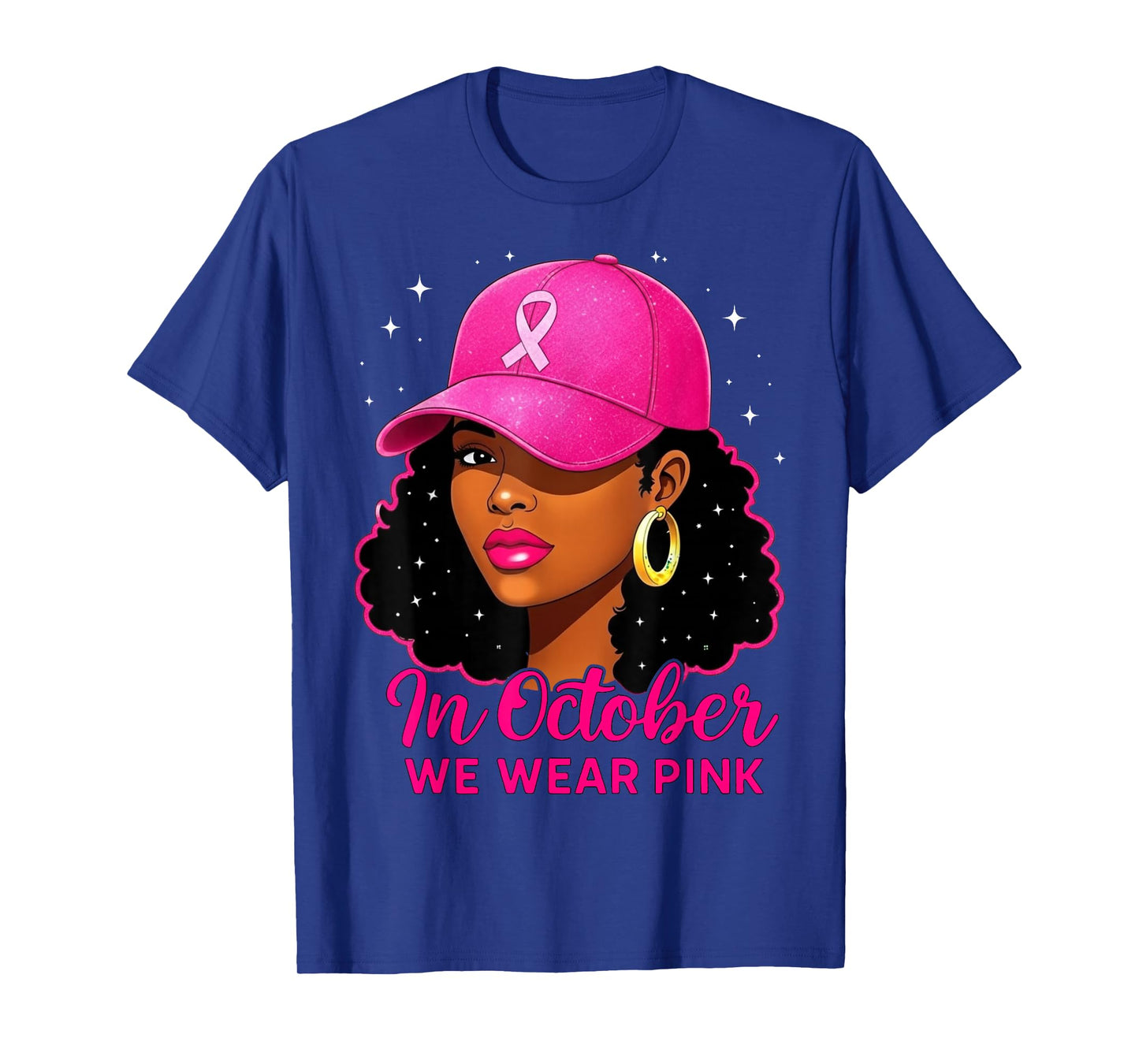 in October We Wear Pink Black Women Breast Cancer Awareness T-Shirt