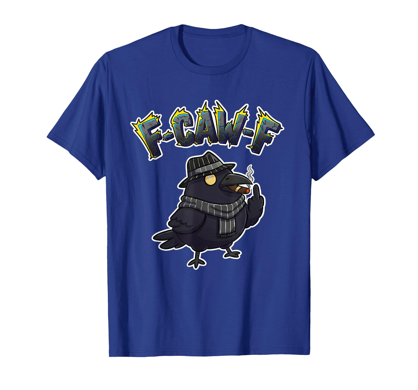 F CAW F Smoking Raven Crow Adult Hangout Rude Middle Finger T-Shirt