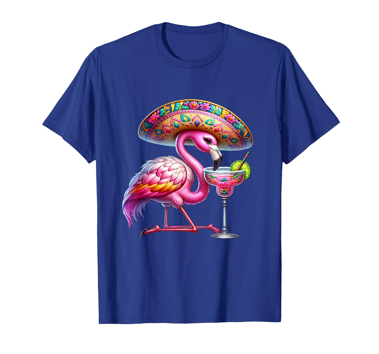 Pink Flamingo Drinking Margarita Cute Flamingo Cinco De Mayo T-Shirt
