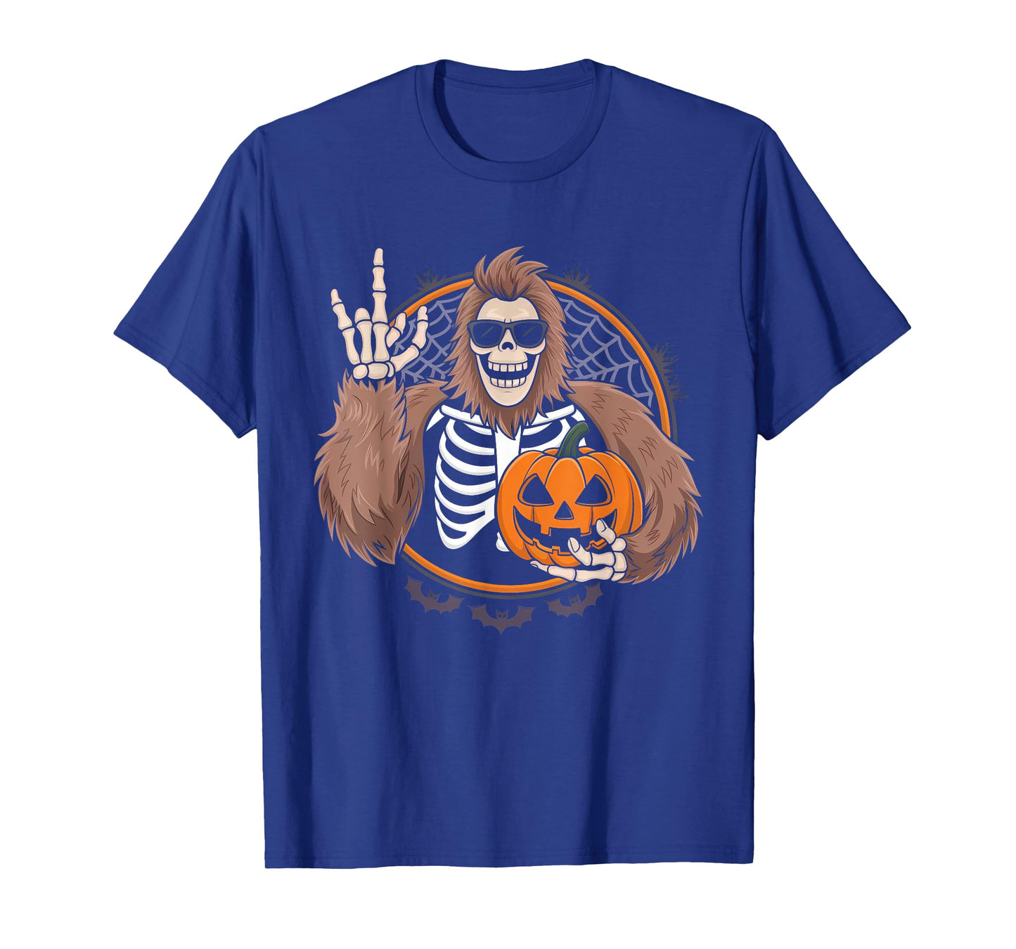Spooky Bigfoot Jack O Lantern Skeleton Men Boys Halloween T-Shirt