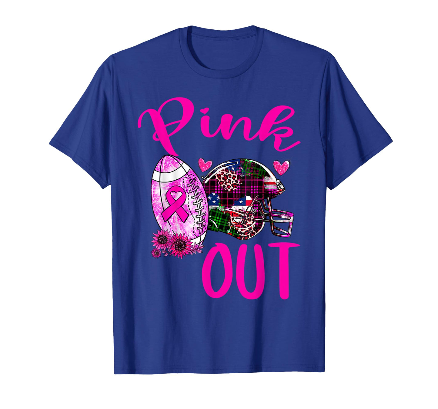 Pink Out Breast Cancer Awareness Bleached Football Mom Girls T-Shirt