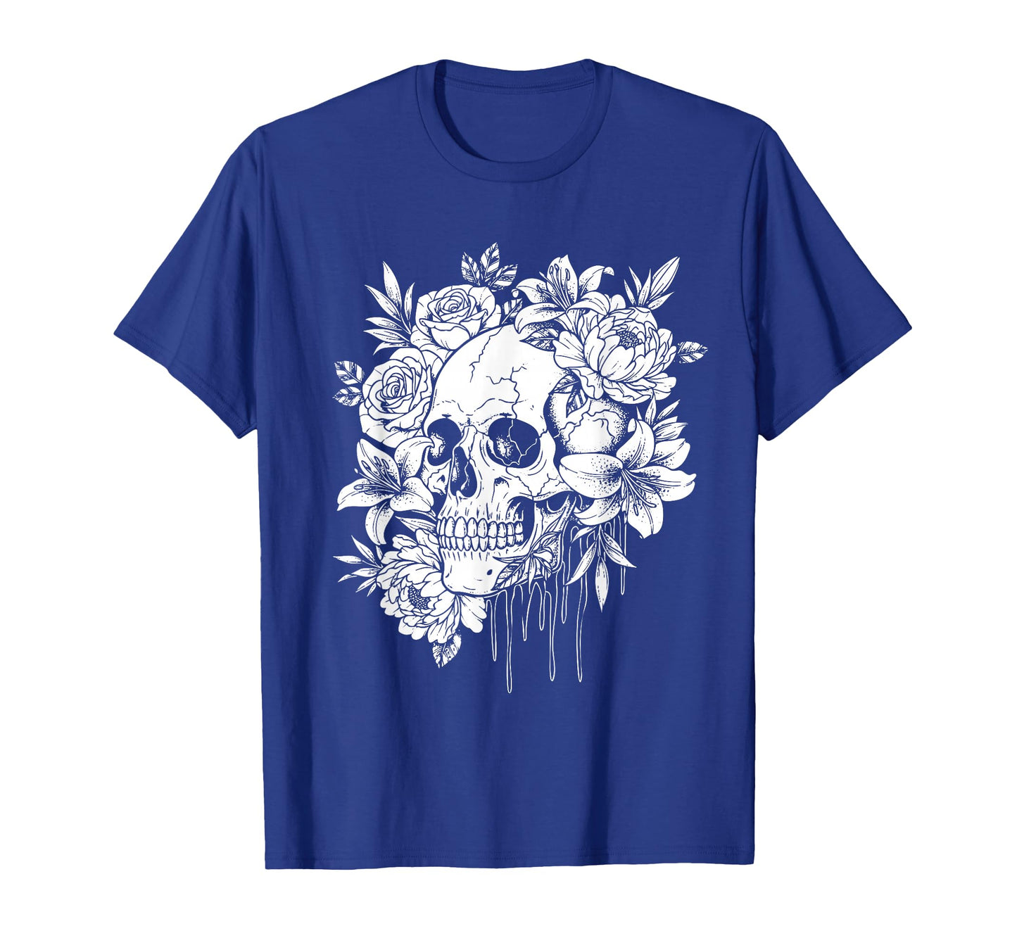 Skull with Roses Funny Halloween Costume T-Shirt