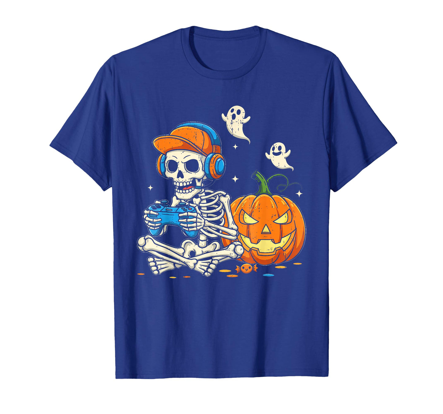Funny Skeleton Video Game Halloween Gaming Gamer Boys Men T-Shirt