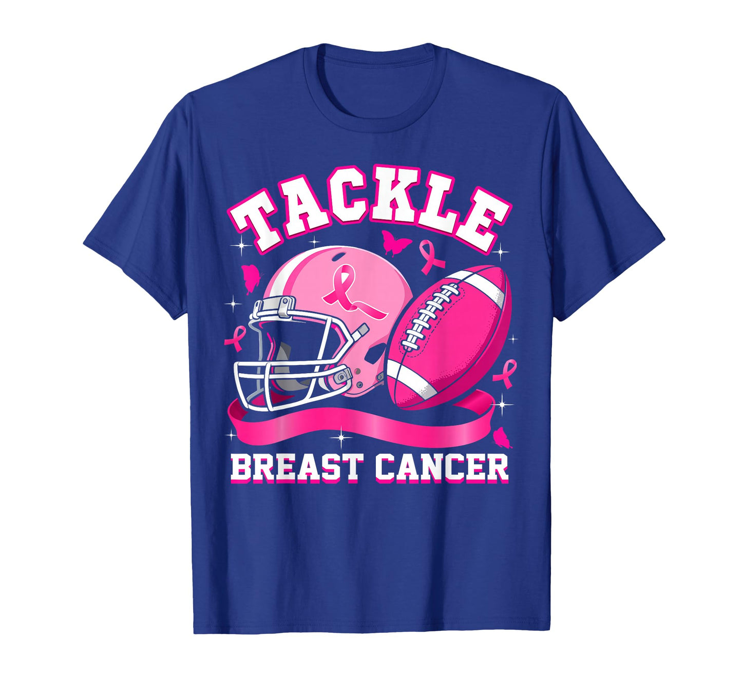 Tackle Breast Cancer Awareness Football Pink Ribbon Womens T-Shirt
