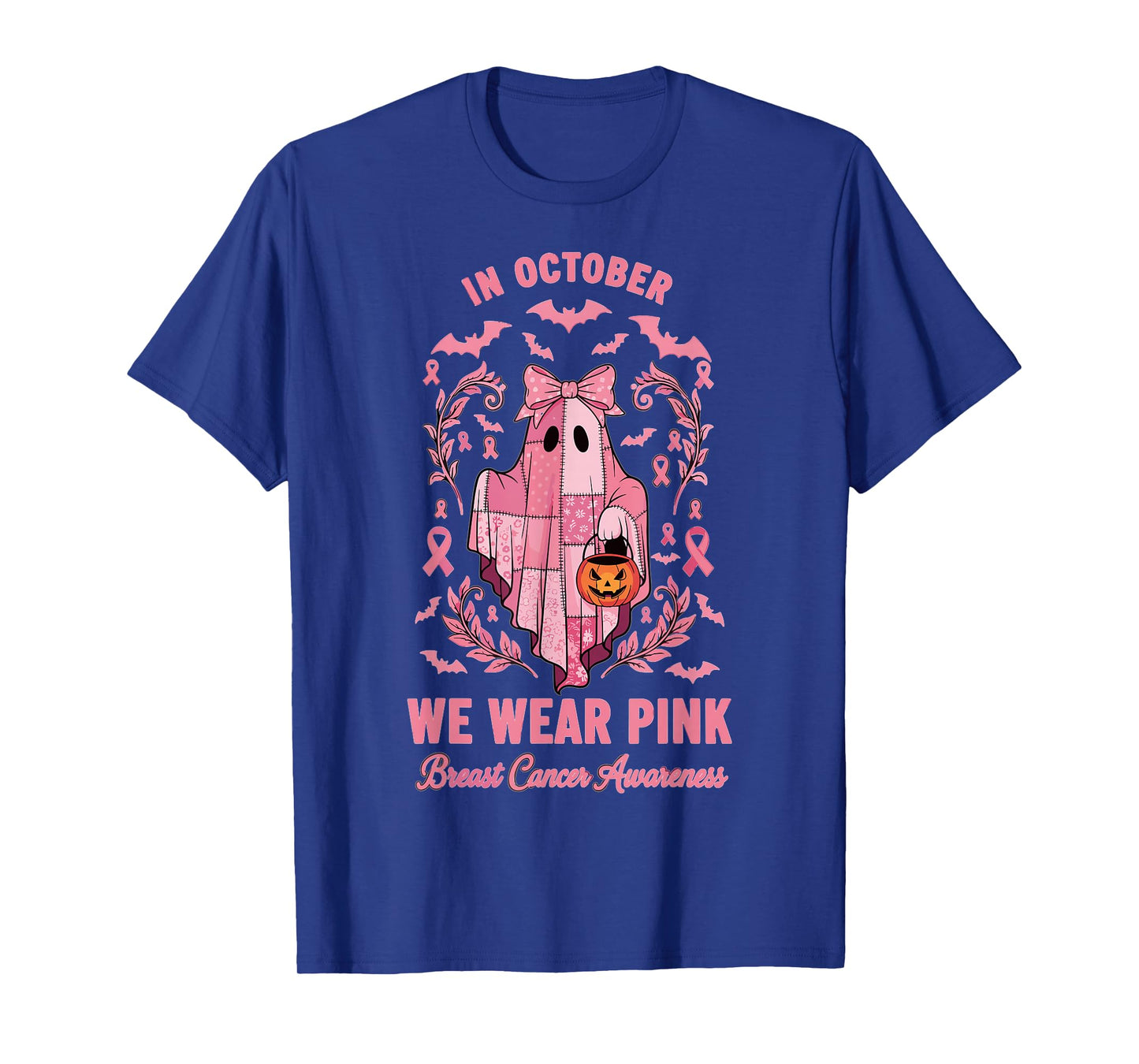 Halloween Pink Ghost We Wear Pink October Awareness T-Shirt