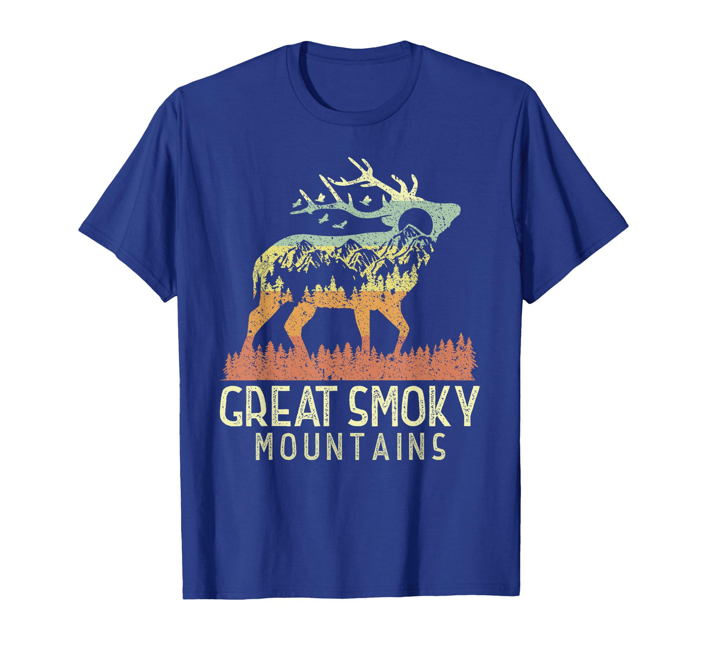 Great Smoky Mountains National Park Retro Mountain Elk Gift T-Shirt