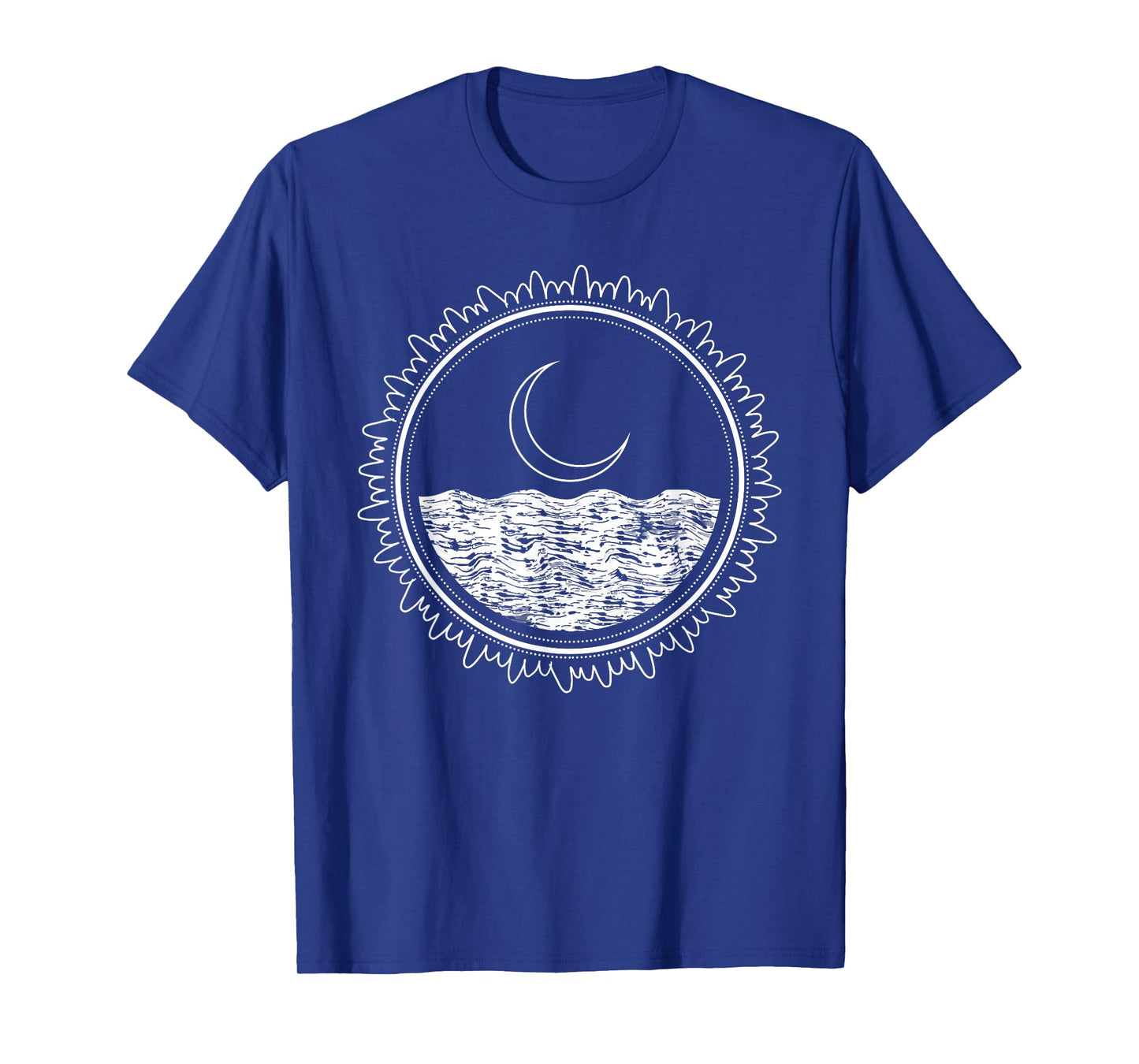 Crescent Moon Sea Night Sky Minimal Line Art Minimalist Gift T-Shirt