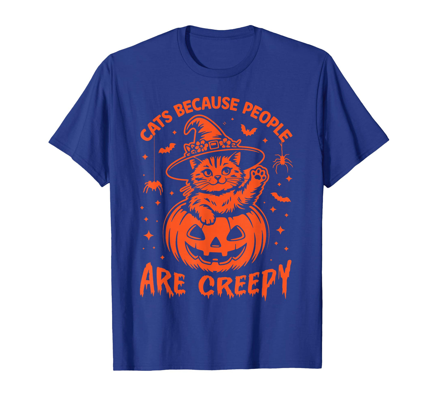 Cats Because People are Creepy Cat Witch Halloween Pumpkin T-Shirt