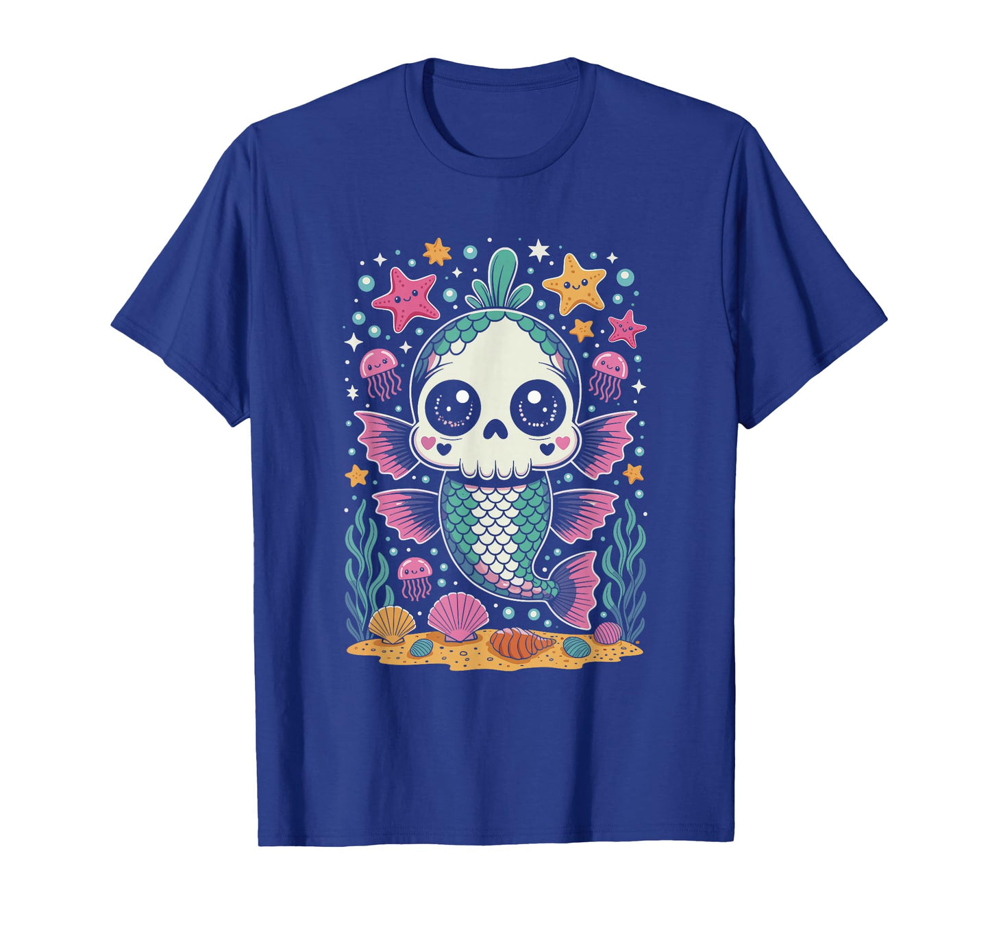 Skeleton Mermaid Skull Fish Pastel Ocean Halloween T-Shirt