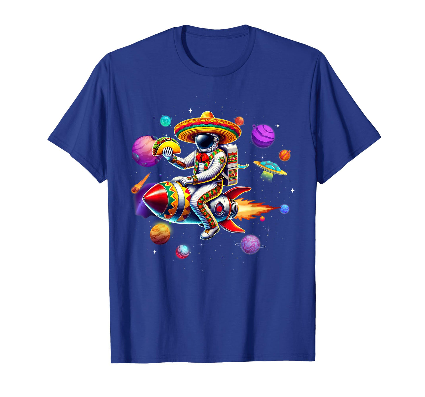 Funny Astronaut & Taco Sombrero Cinco De Mayo Mexican Fiesta T-Shirt