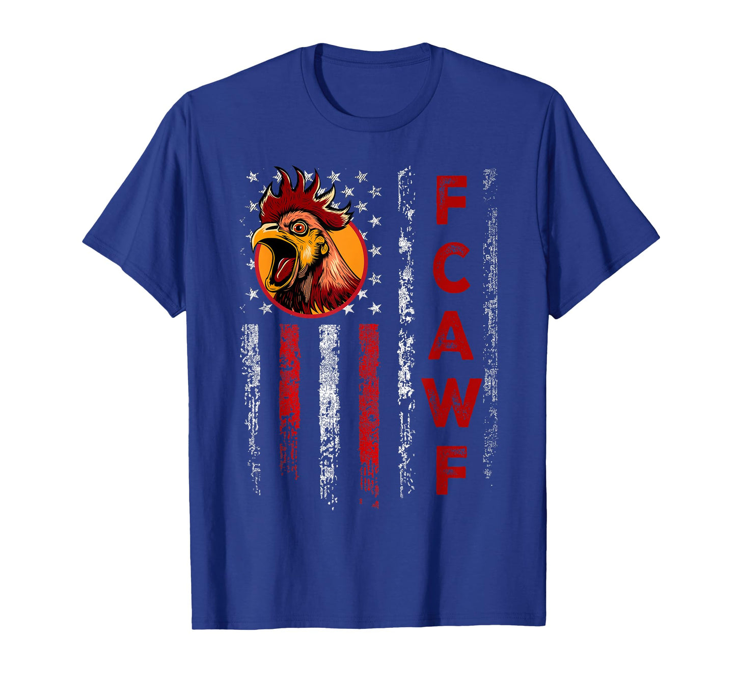 F-Caw-F Funny Chicken Humor F-Caw-F Rooster Vintage US Flag T-Shirt