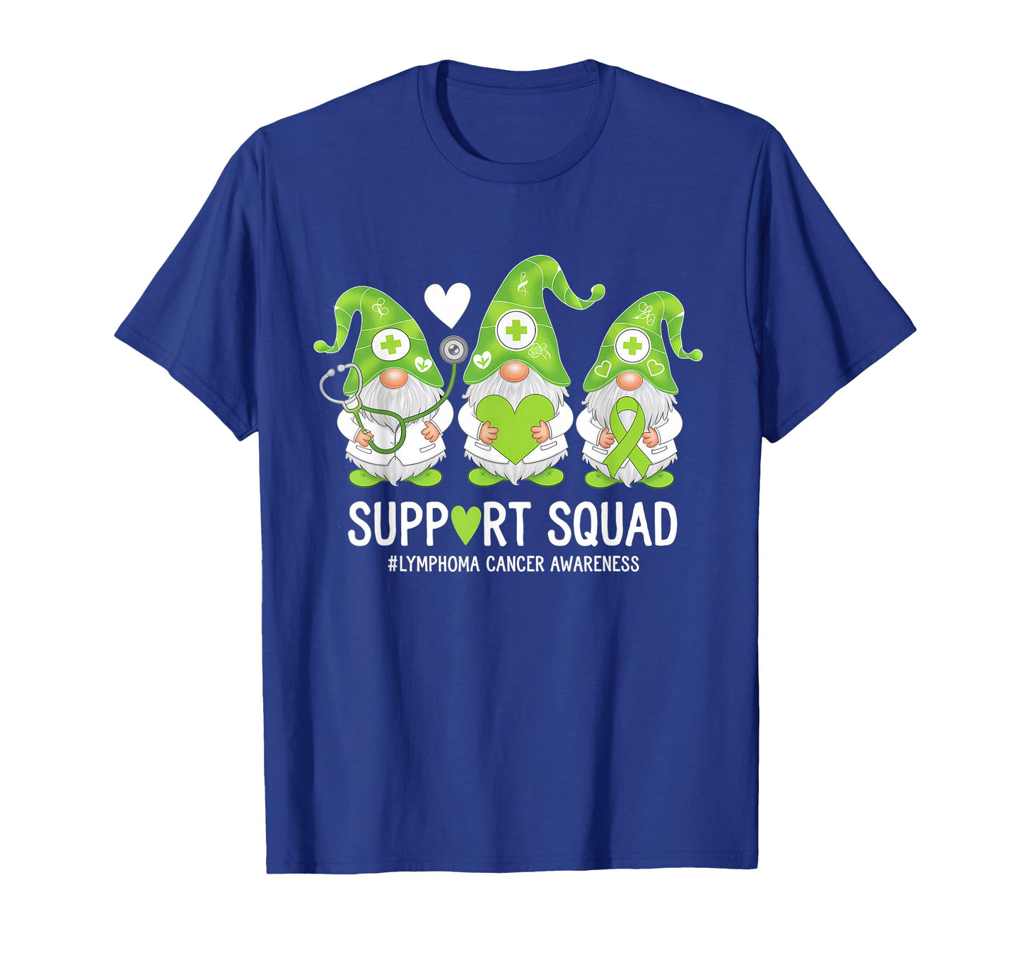 Lymphoma Cancer Awareness Green Ribbon Gnomie Squad T-Shirt