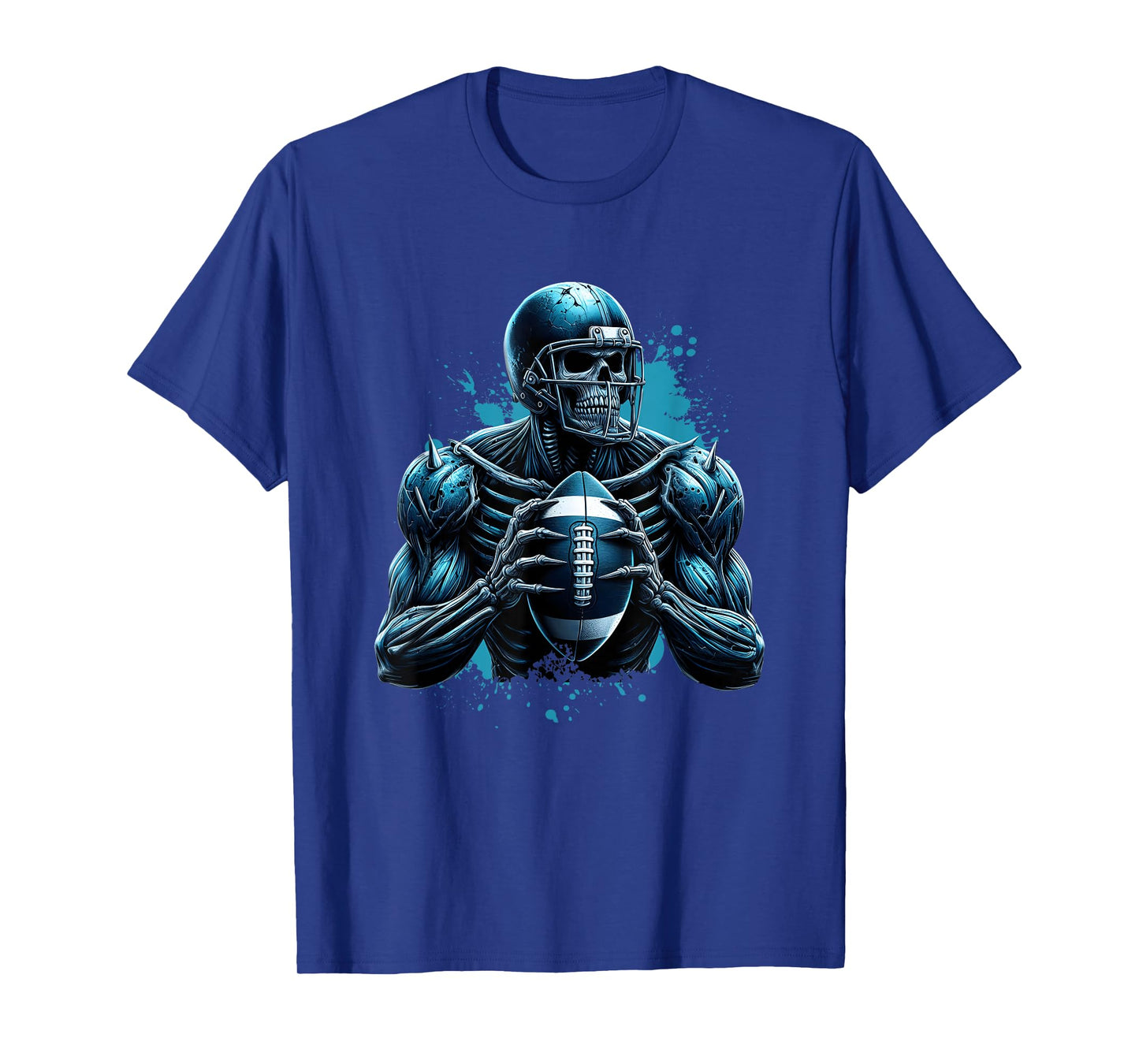 Muscular Skeleton Football Player Spiked Armor Halloween T-Shirt