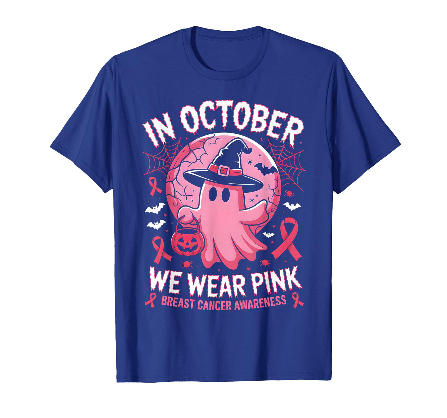 in October We Wear Pink Breast Cancer Awareness Halloween T-Shirt