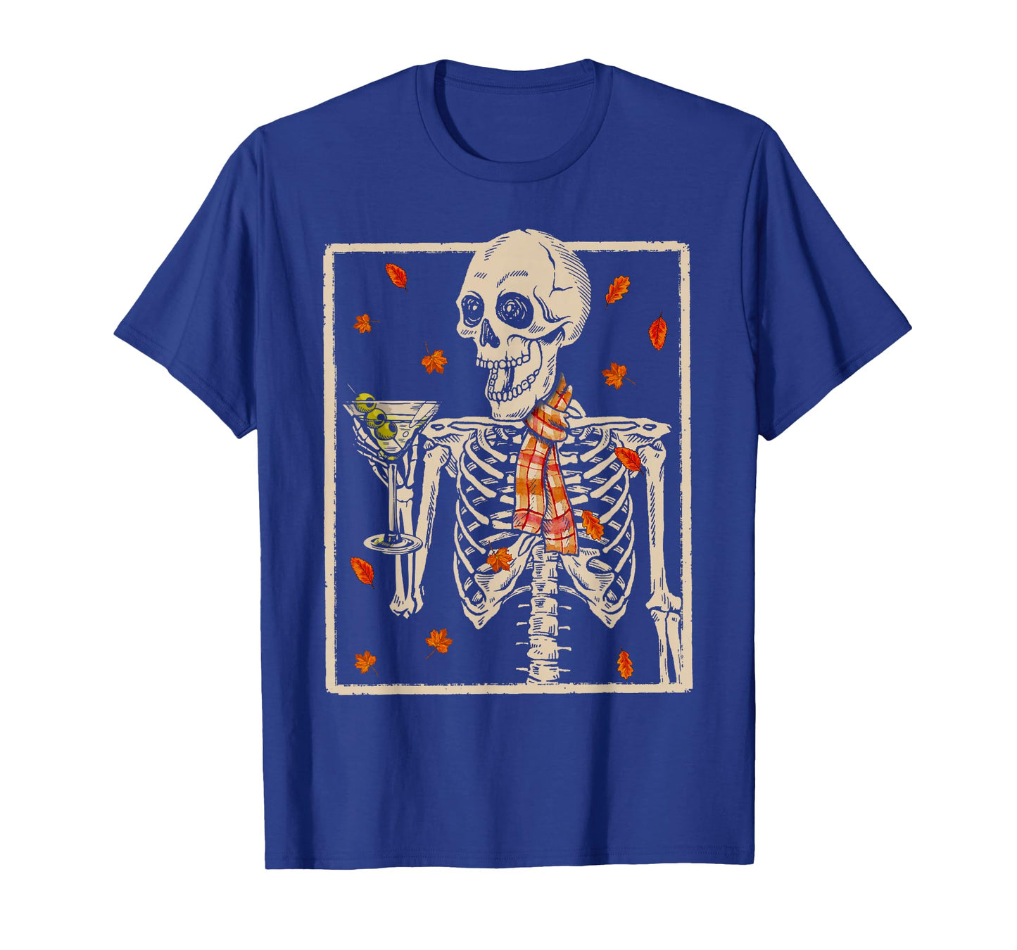 Funny Skeleton Drink Martini Fall Spooky Halloween Costume T-Shirt