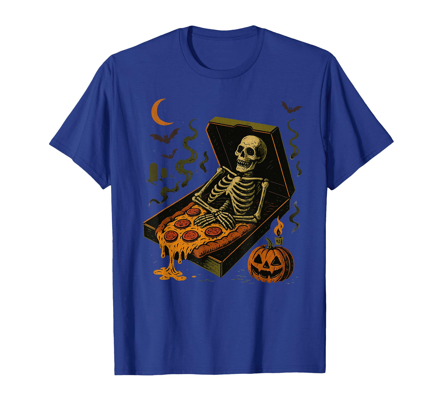 Retro Rest in Pizza Skeleton Pumpkin Patch Apparel T-Shirt