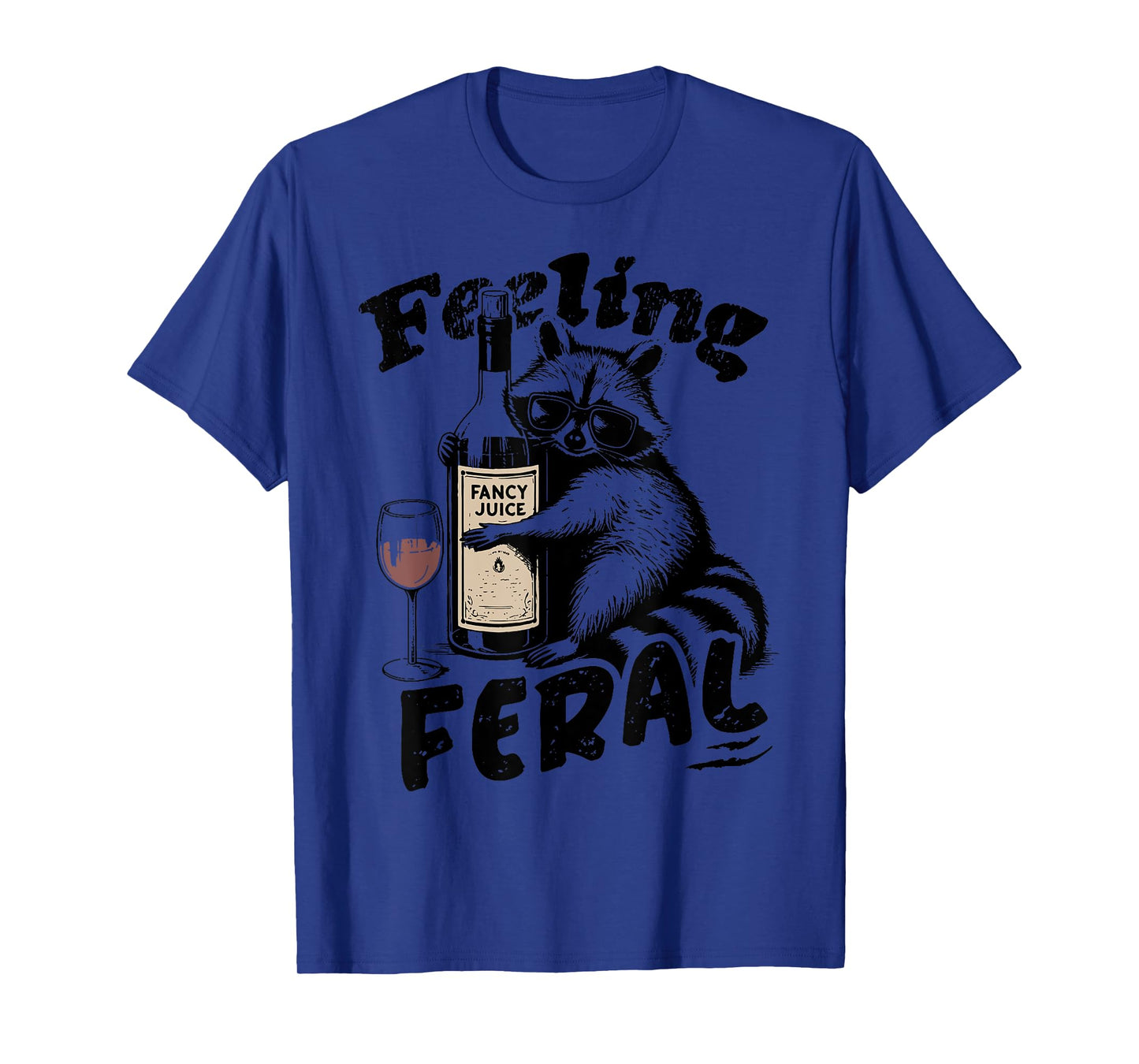 Feelin Feral Vintage Retro Funny Raccoon With Wine Lovers T-Shirt