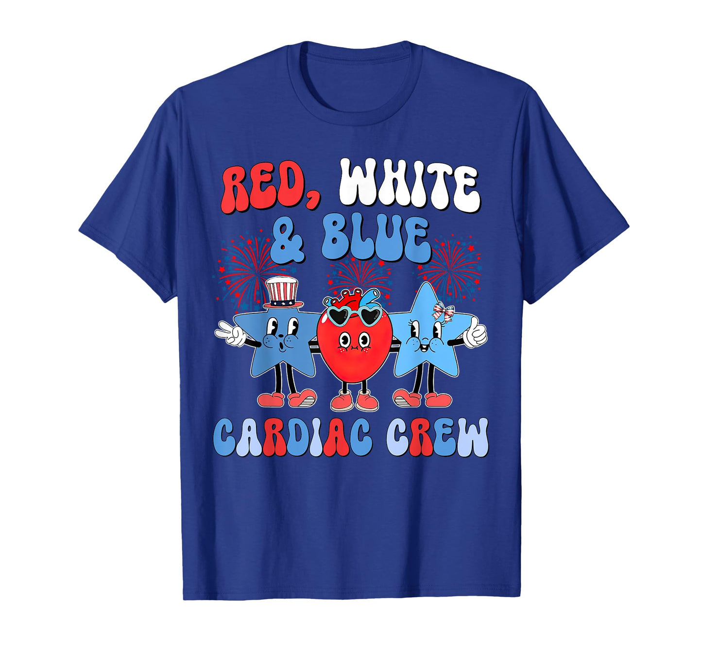 Red White Blue Cardiac Crew Cardiology Cath Lab 4th Of July T-Shirt