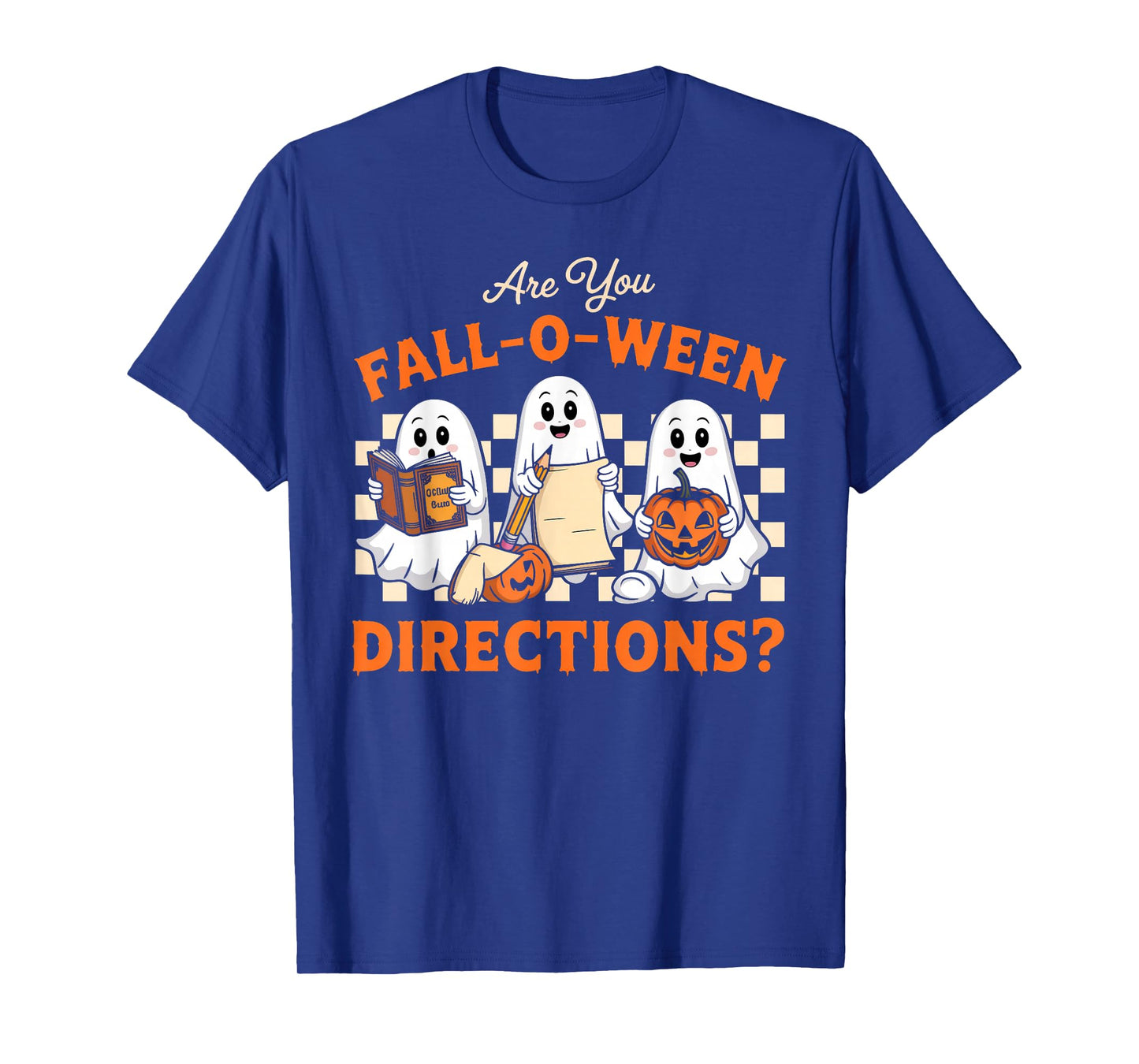 Retro are You Fall O Ween Directions Teacher Halloween Ghost T-Shirt