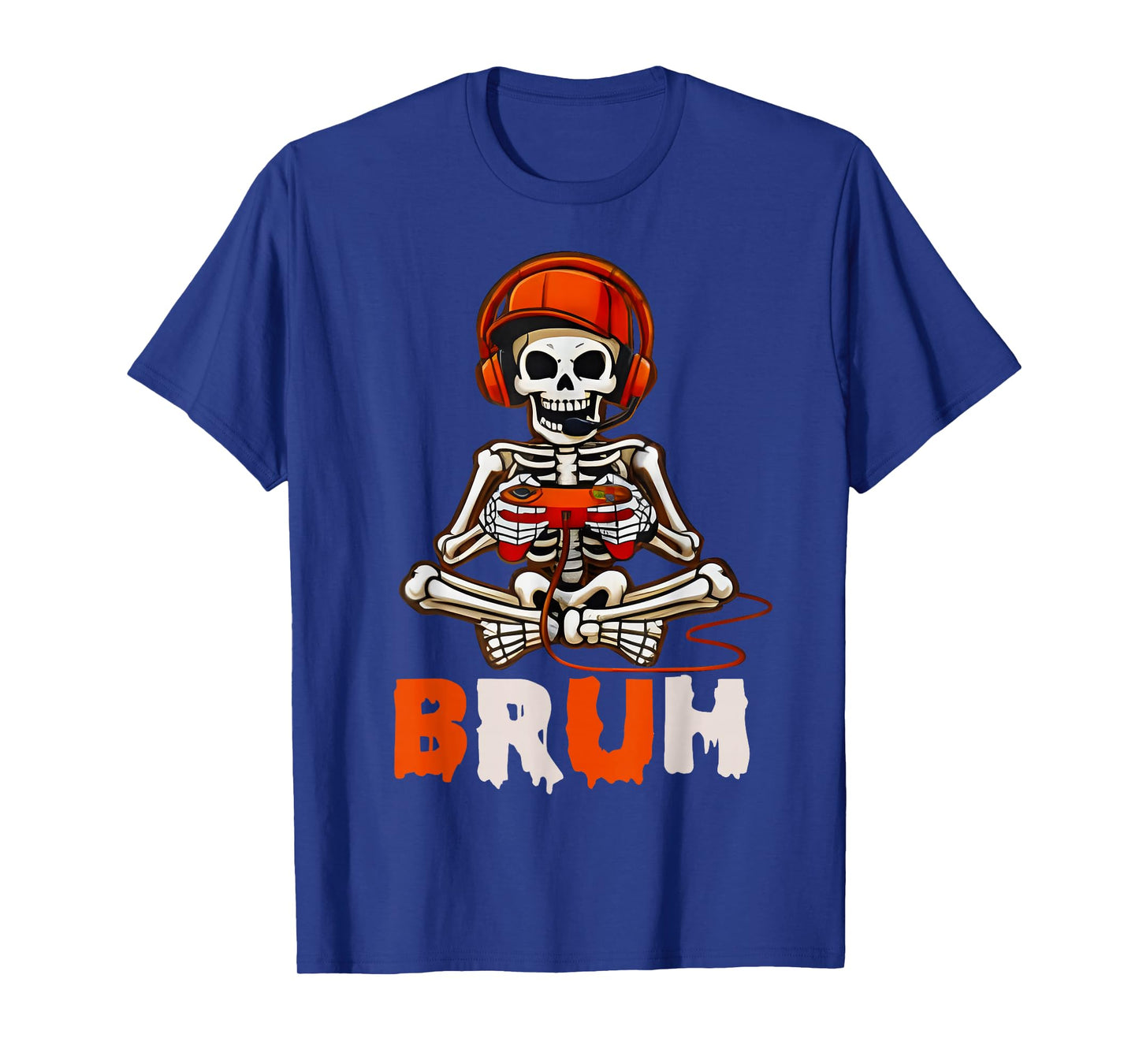 Bruh Halloween Boys Kids Gamer Mens Skeleton Video Gaming T-Shirt