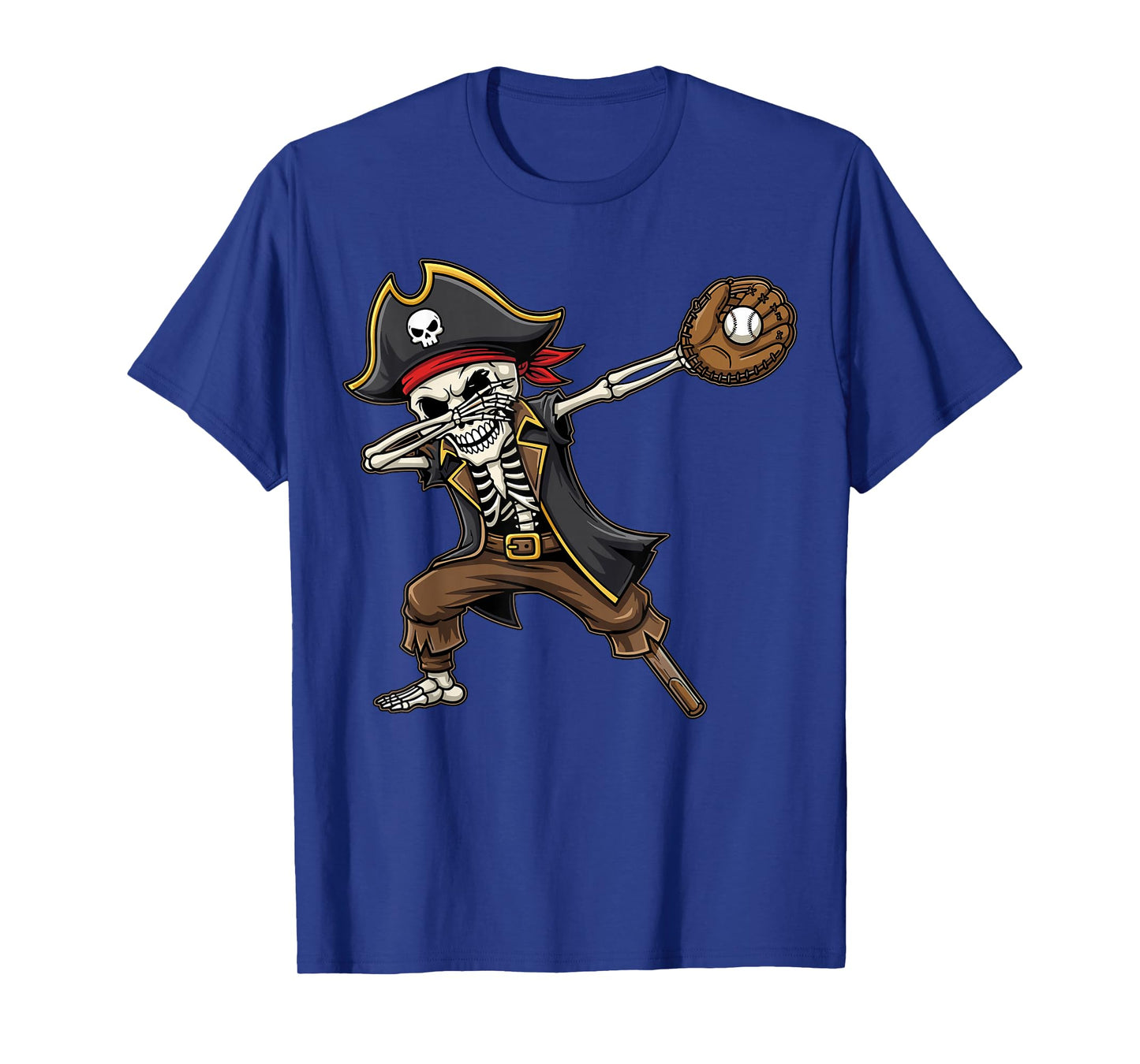 Dabbing Skeleton Pirate Baseball Halloween T-Shirt