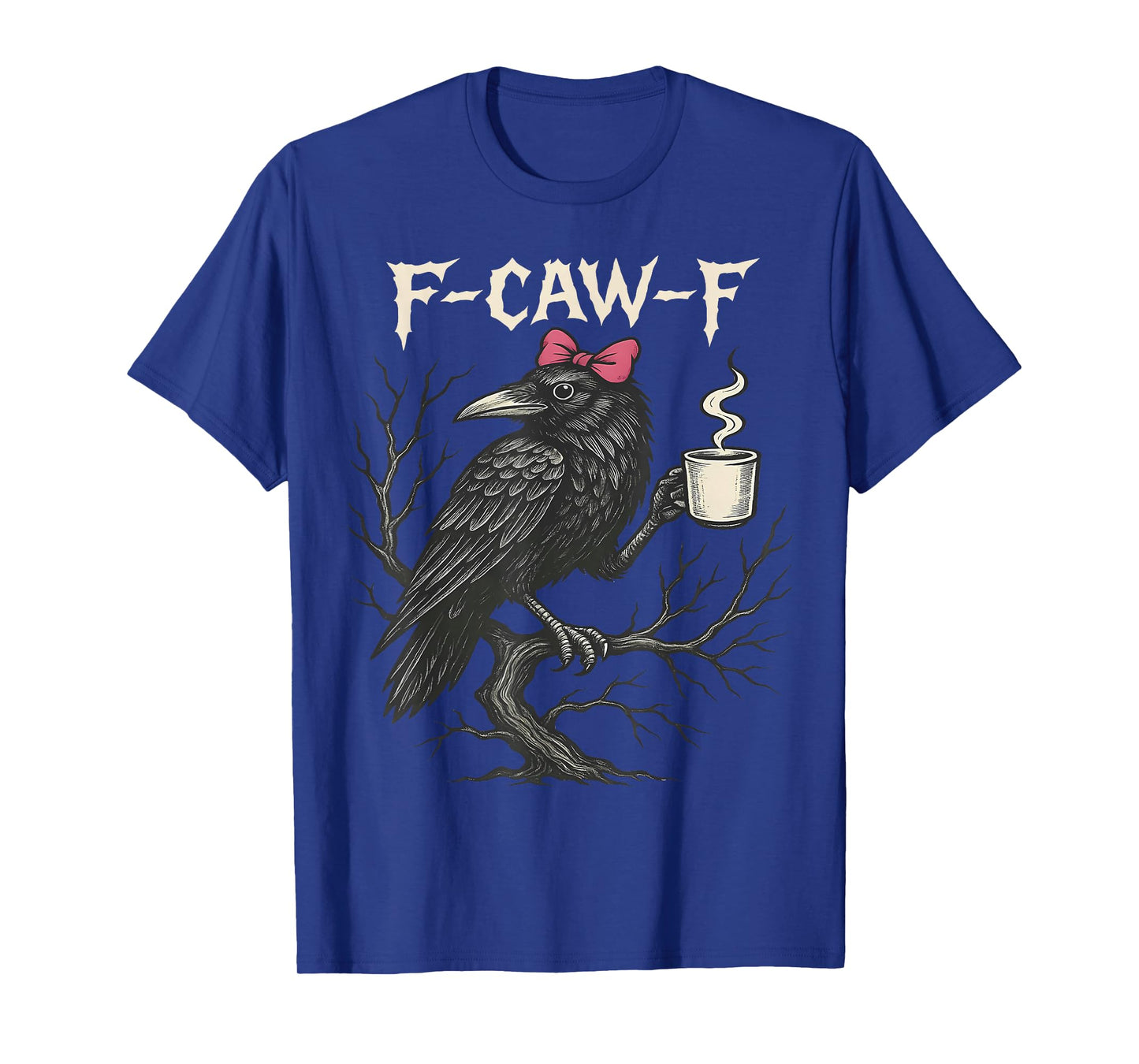 Black Crow F-Caw-F Funny Bird Coquette Bow Halloween T-Shirt