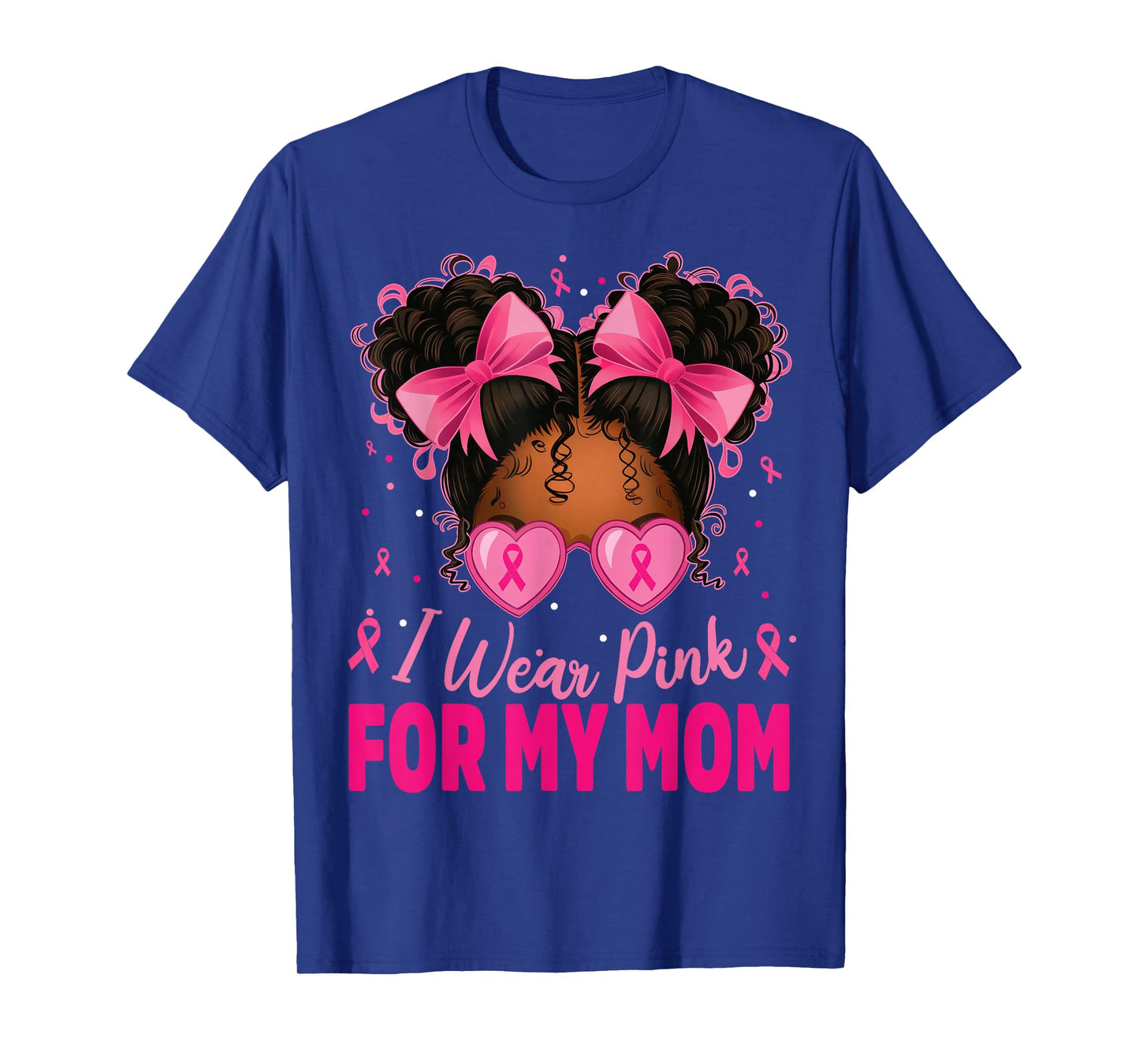 I Wear Pink for My Mom Breast Cancer Afro Girls Toddlers T-Shirt