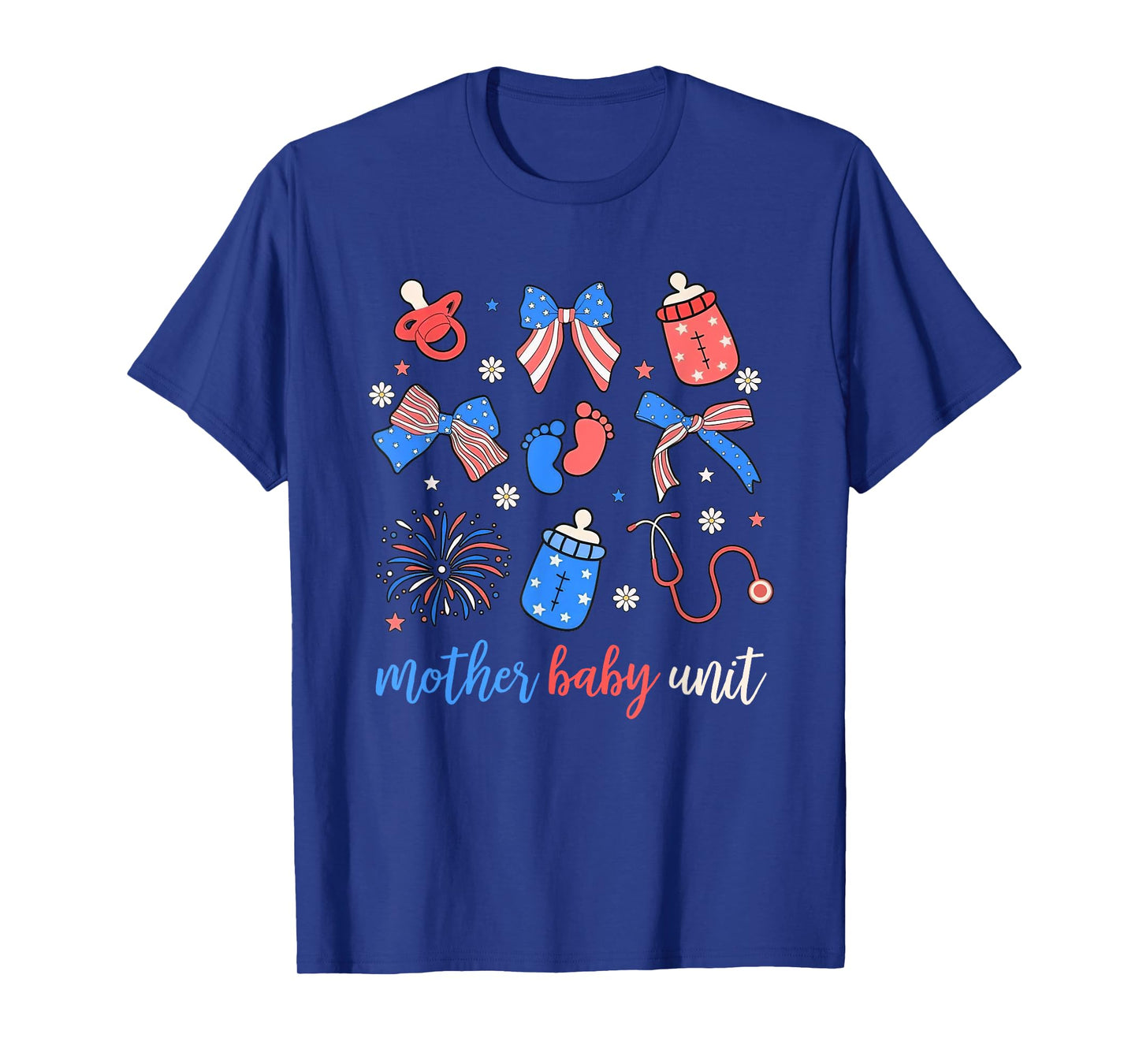 Mother Baby Unit Coquette Bow MBU Nurse Postpartum 4th July T-Shirt