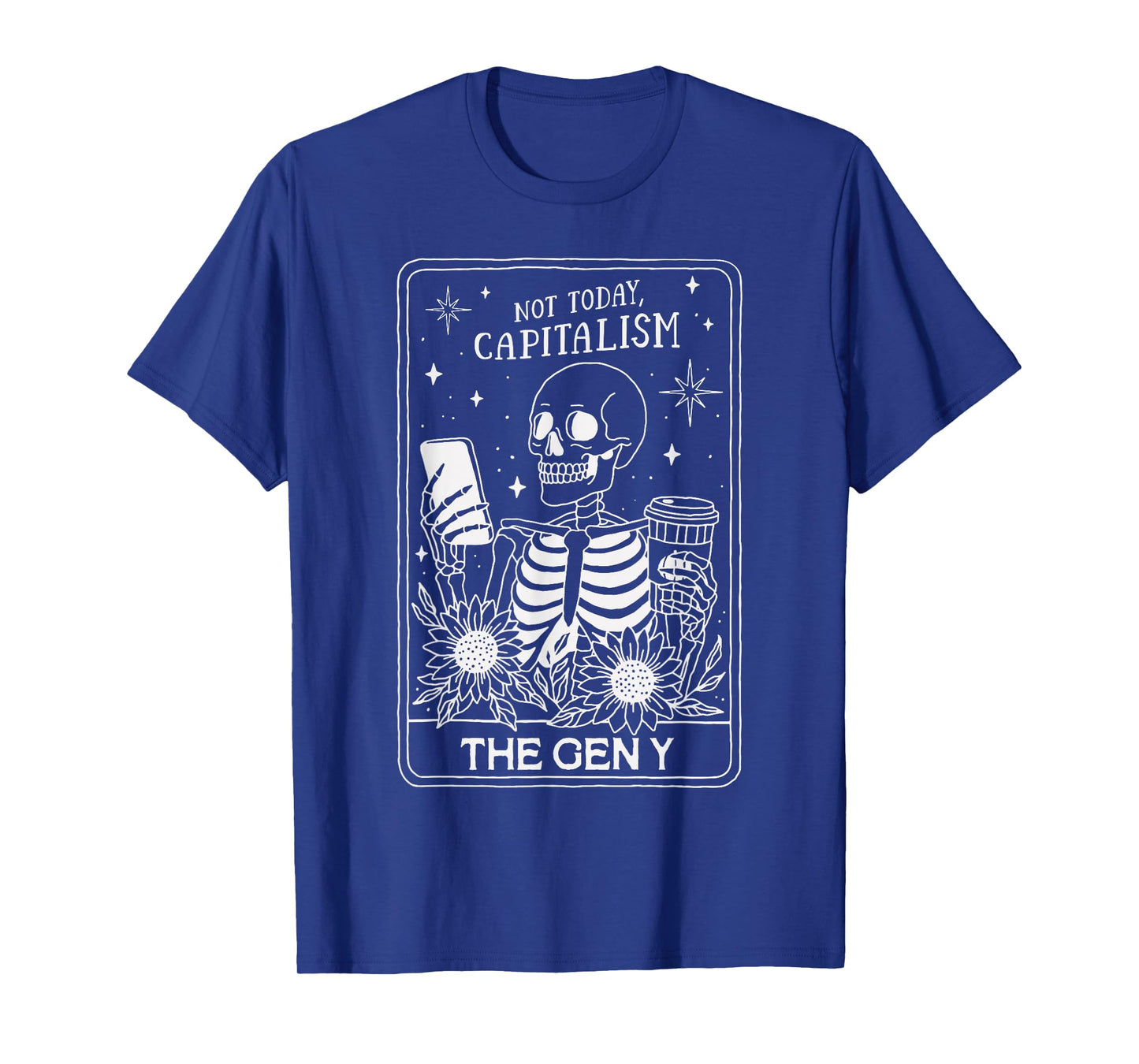 Skeleton Tarot Reader Book Lover Occult Witchy Halloween T-Shirt
