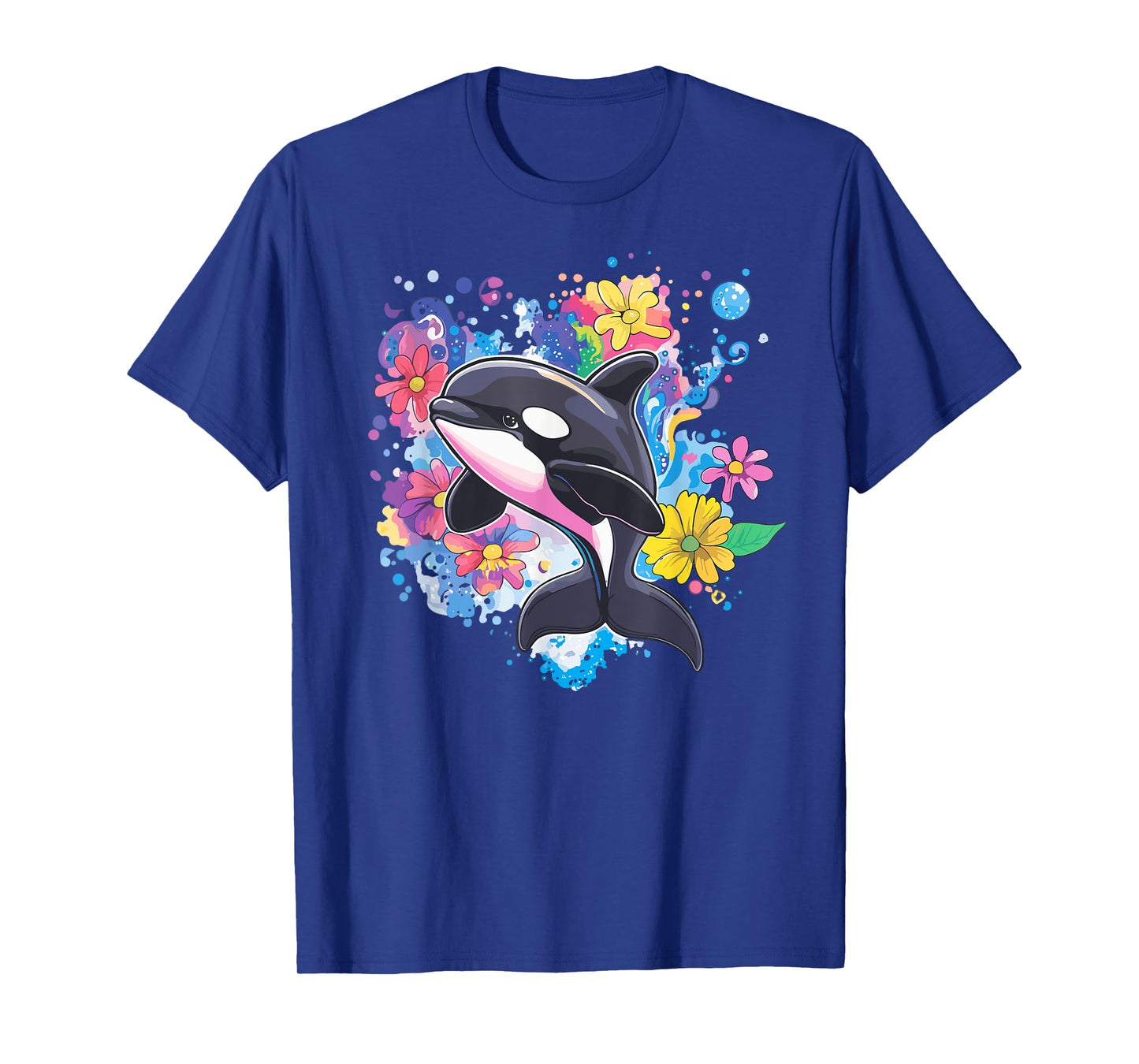 Orca Surrounded By Vibrant Blooms T-Shirt