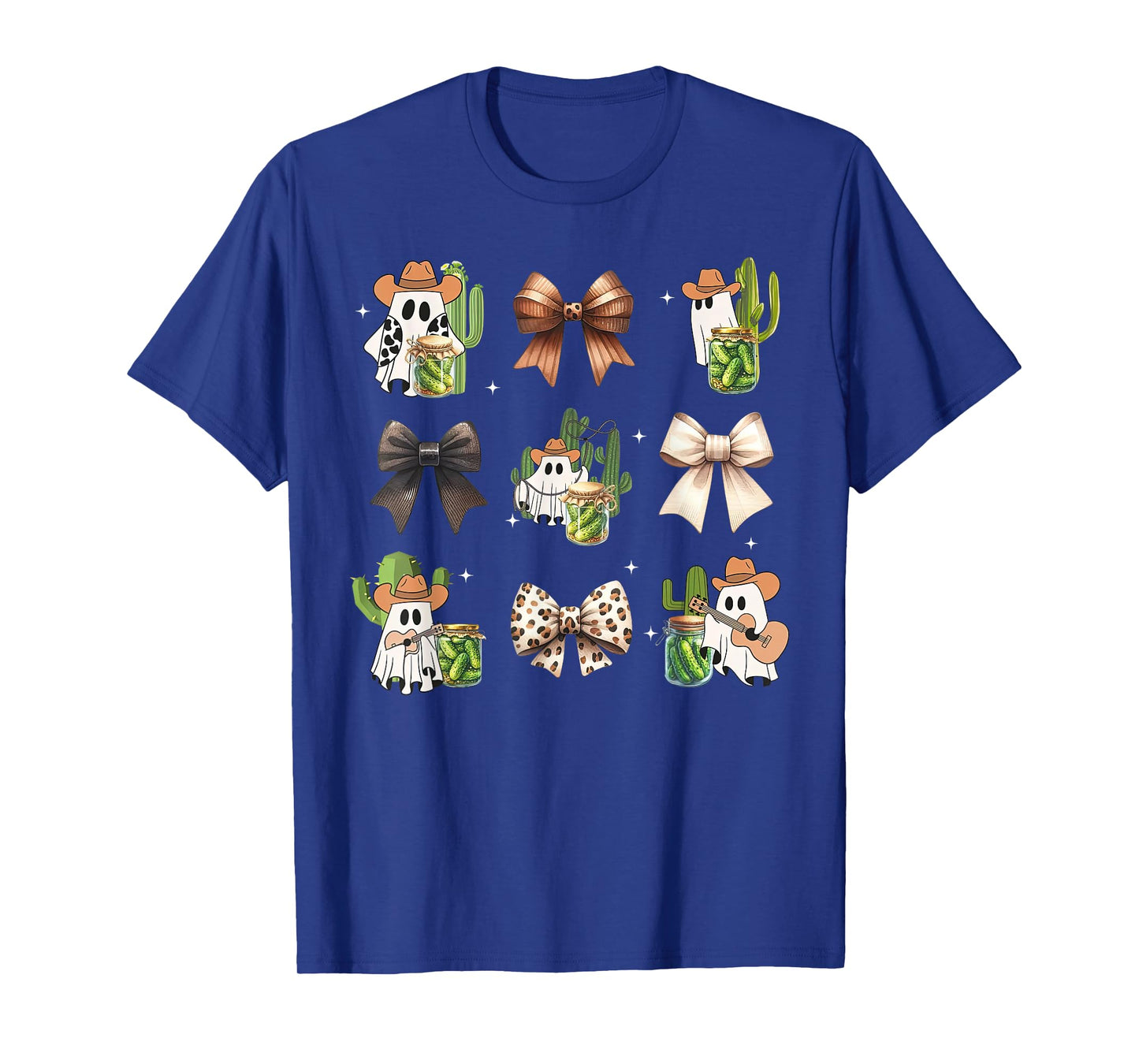 Cowboy Ghost Coquette Bow Pickle Garden Western Halloween T-Shirt