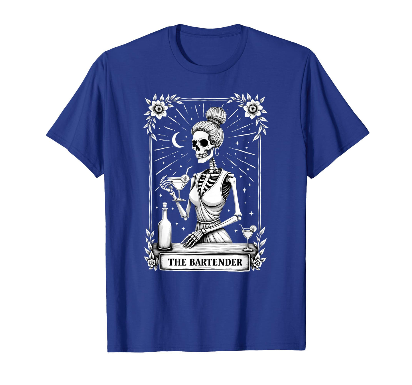 Gothic Tarot Card Skeleton Cocktail Bartender T-Shirt