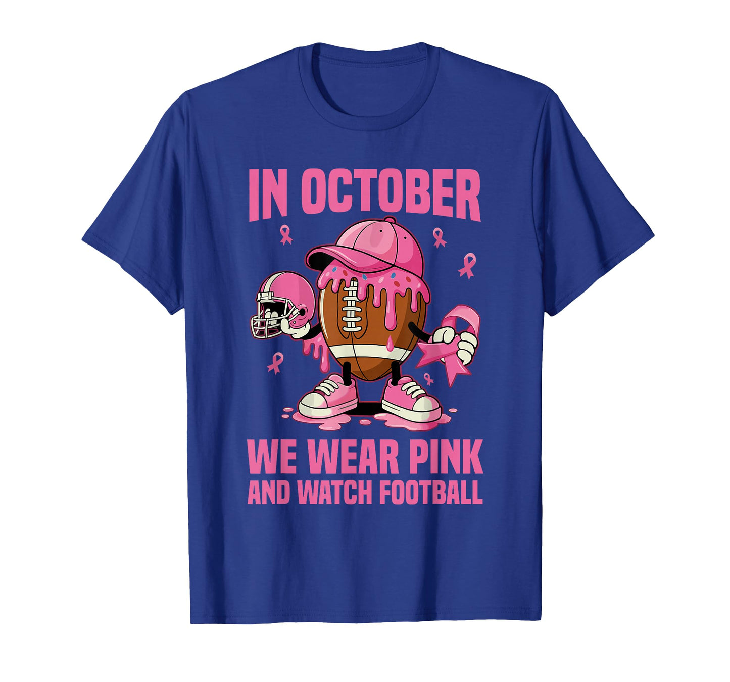 Breast Cancer Awareness Football in October We Wear Pink T-Shirt