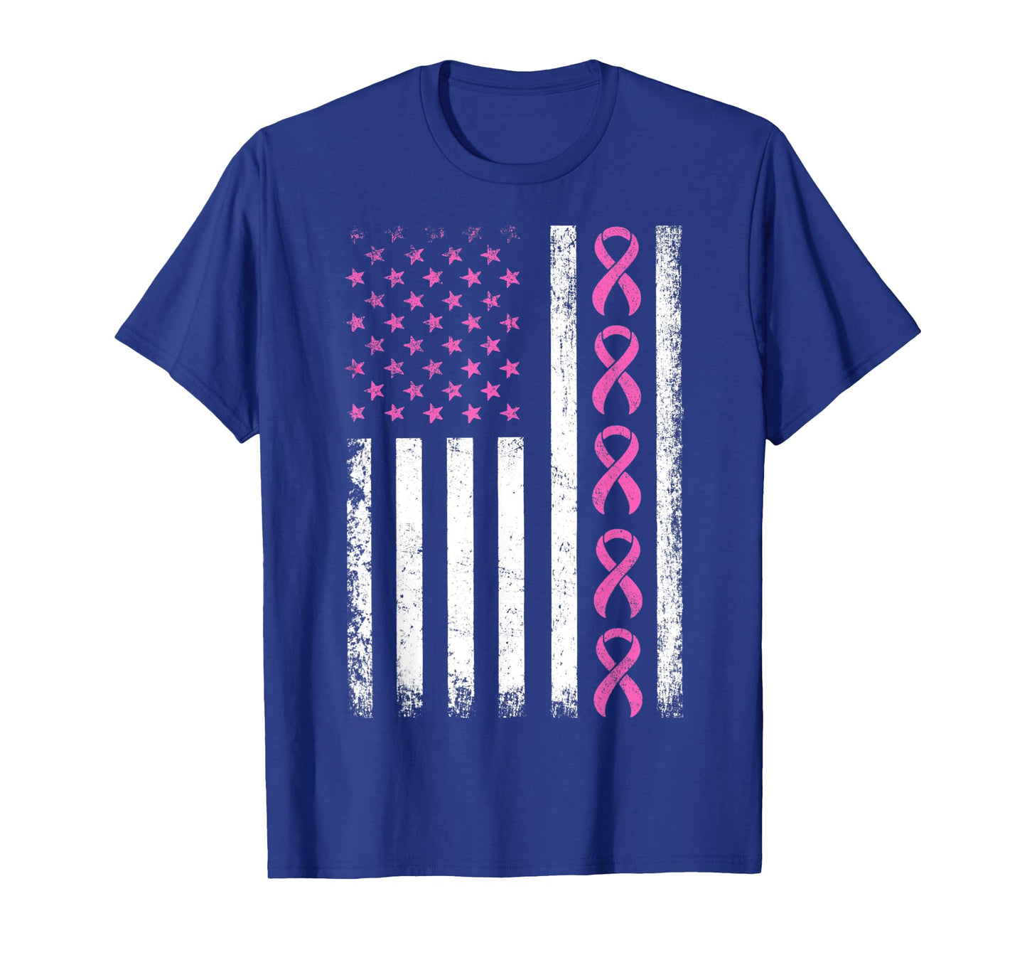 Breast Cancer Awareness T-Shirt American Flag Distressed Women Kids Men T-Shirt