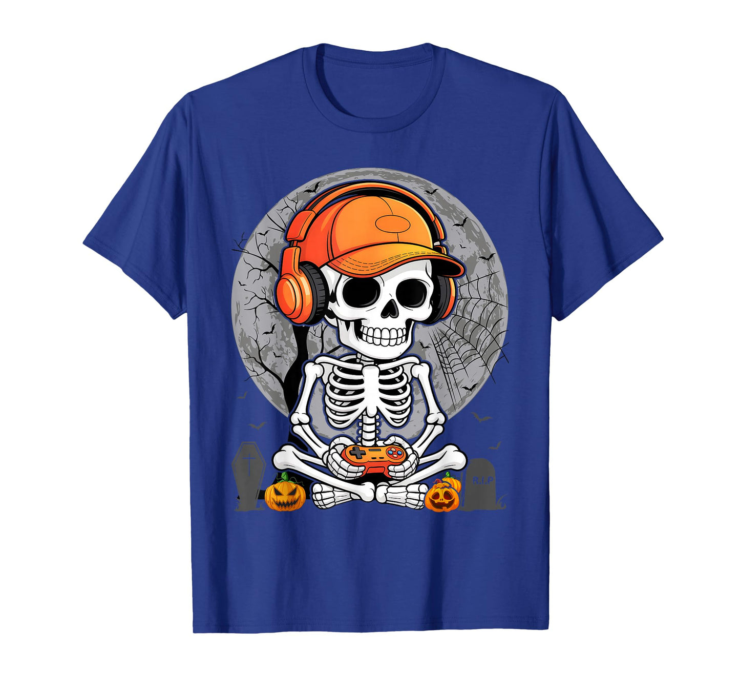 Halloween Skeleton Gamer Video Gaming Boys Men Kids Teens T-Shirt