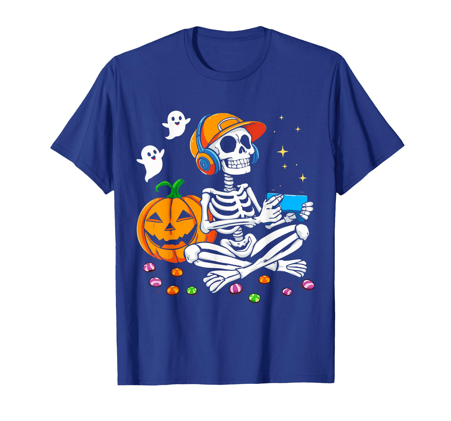 Halloween Skeleton Gamer Video Cool Gaming Boys Men Kids T-Shirt