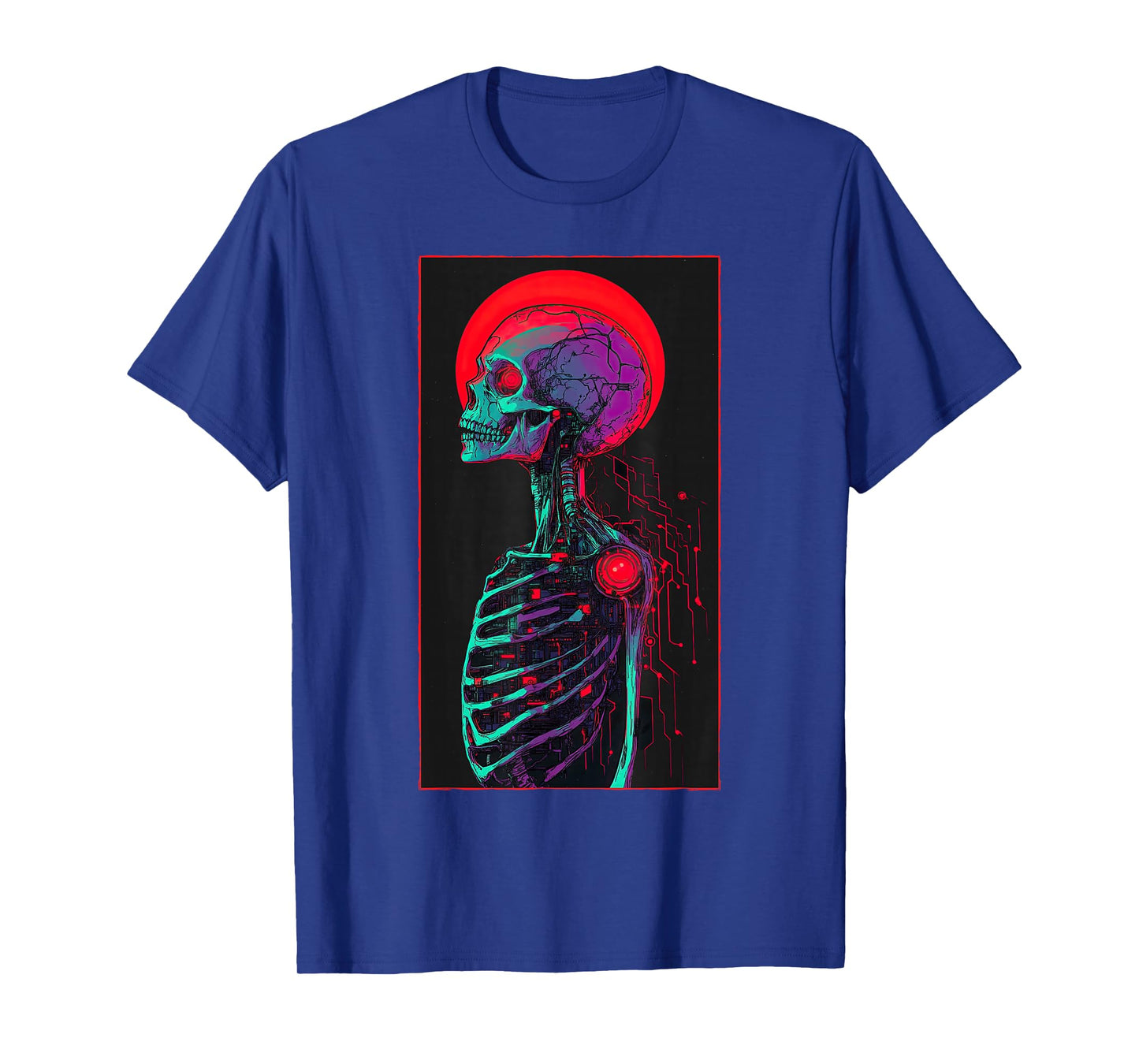 Creepy Digital Skeleton Cyber Gothic Retro Futurism T-Shirt