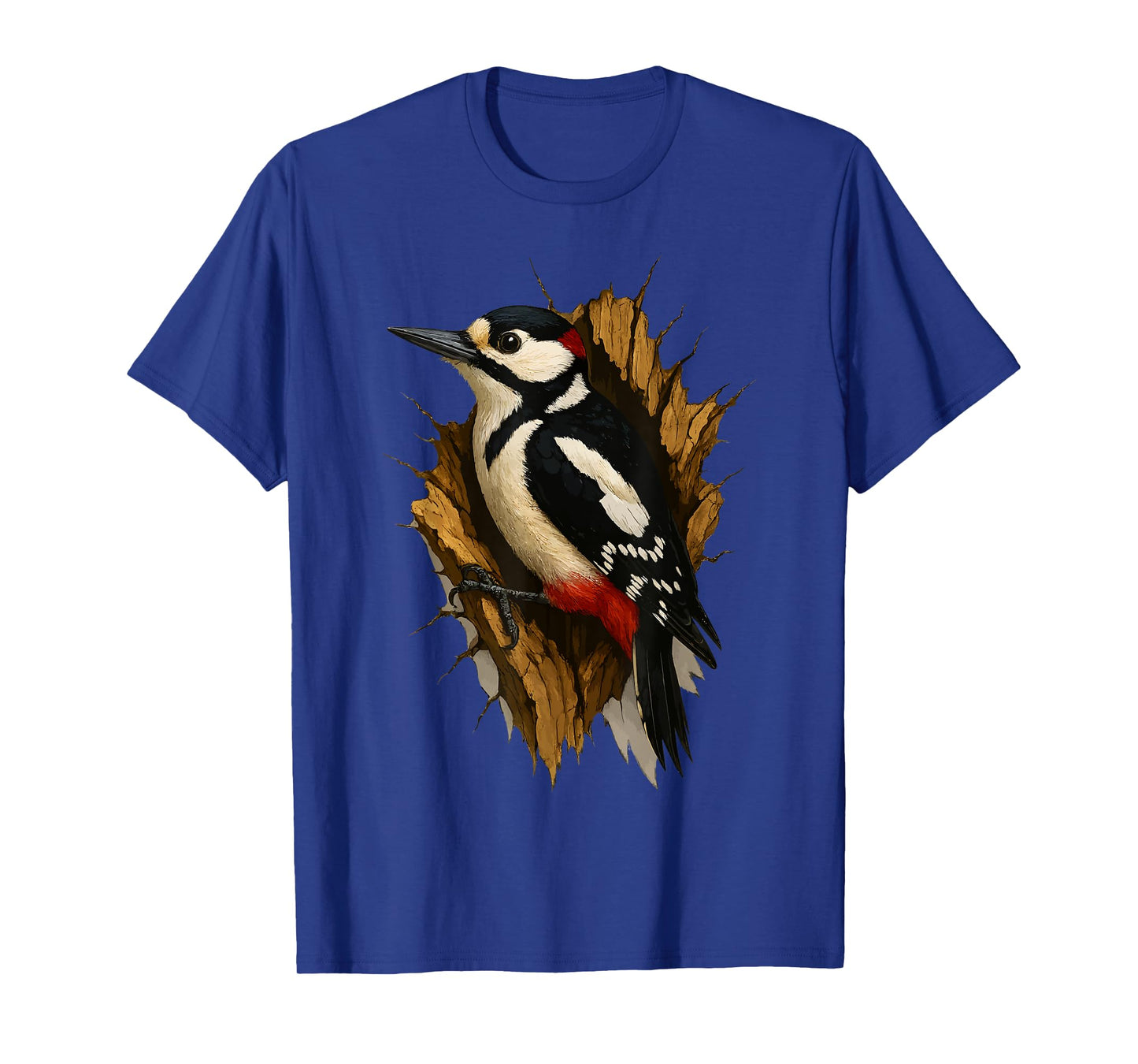 Realistic Woodpecker in Tree Rustic Forest Bird Art Nature T-Shirt