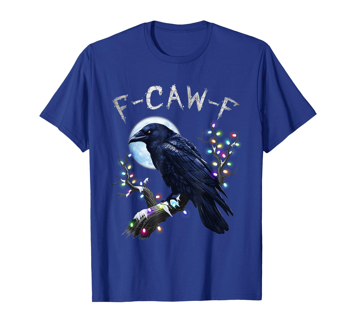 Funny Black Crow F-Caw-F Bird Gothic Moon Christmas Humor T-Shirt