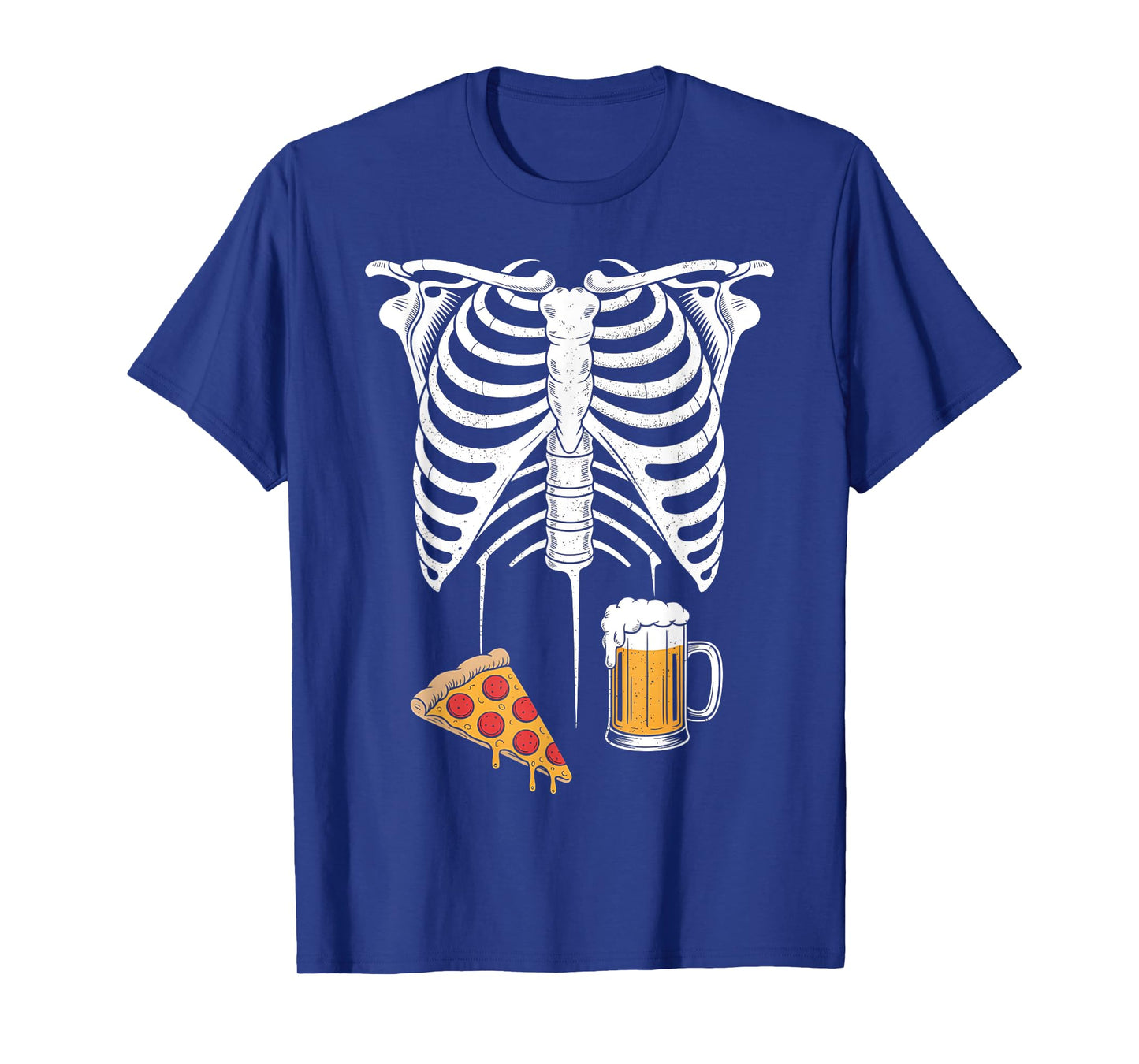 Skeleton Beer Pizza Halloween Funny Pregnancy Couple T-Shirt