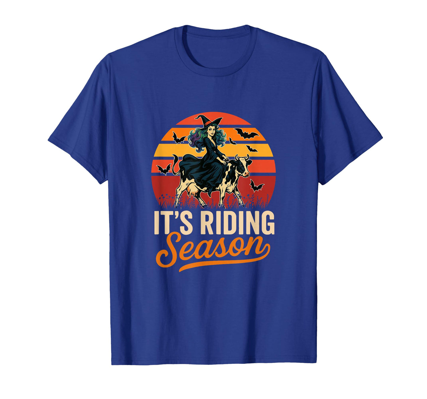 Vintage It's Riding Funny Season Halloween Witch Riding Cow T-Shirt