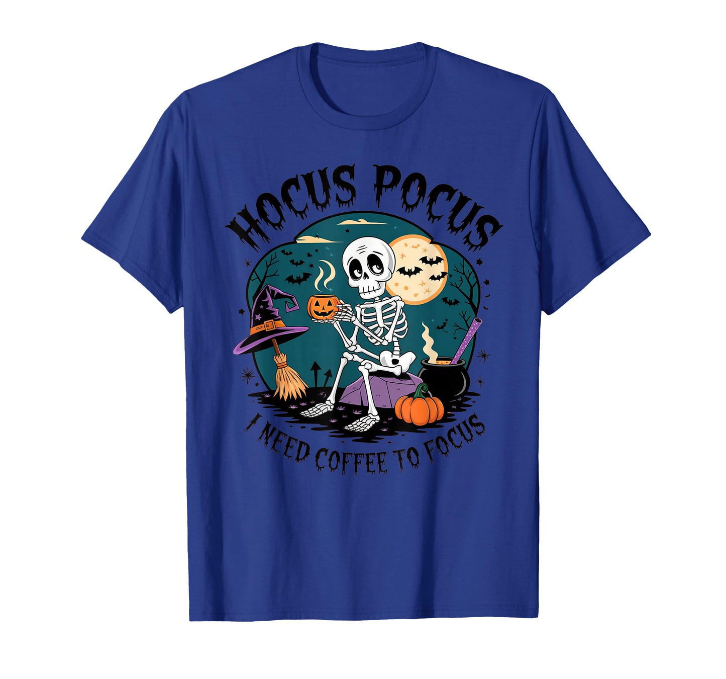 Hocus Pocus Skeleton Coffee Design for Halloween Lovers T-Shirt