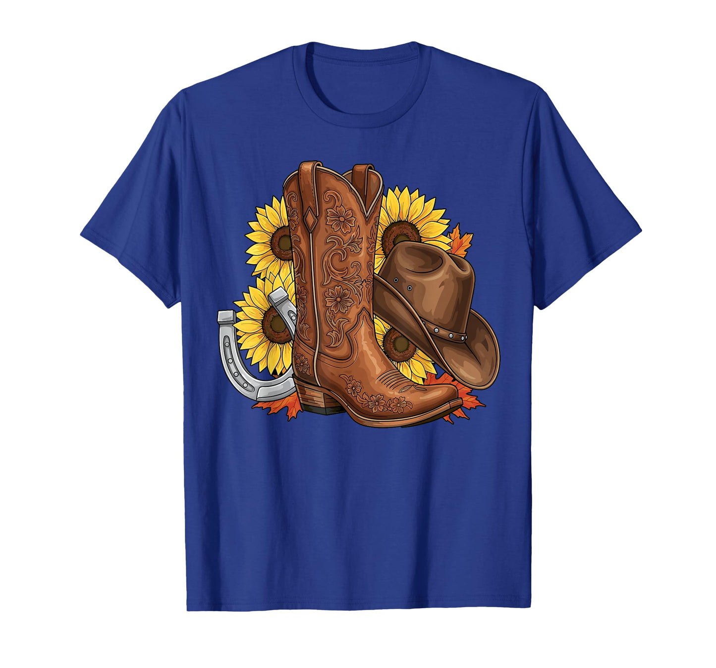 Cowboy Boot Hat Sunflower Horseshoe Western T-Shirt