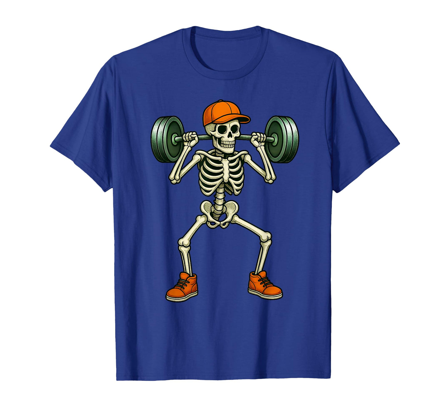 Skeleton Halloween Weight Lifting Workout Boys Kids Men T-Shirt