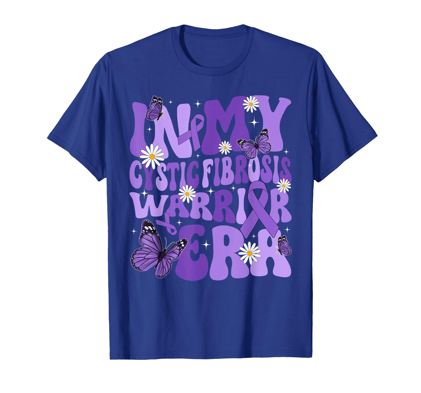 Retro Groovy In My Cystic Fibrosis Warrior Era Purple Ribbon T-Shirt