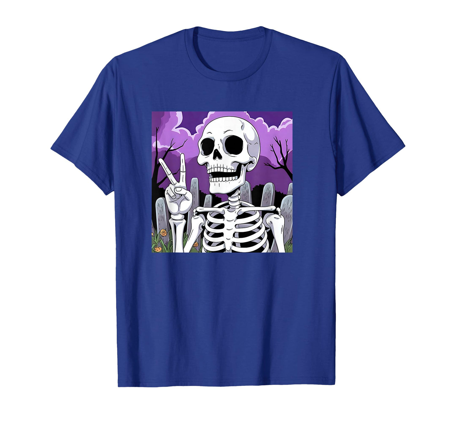 Skeleton Hand Peace Sign Anime Halloween All Hallows Eve T-Shirt